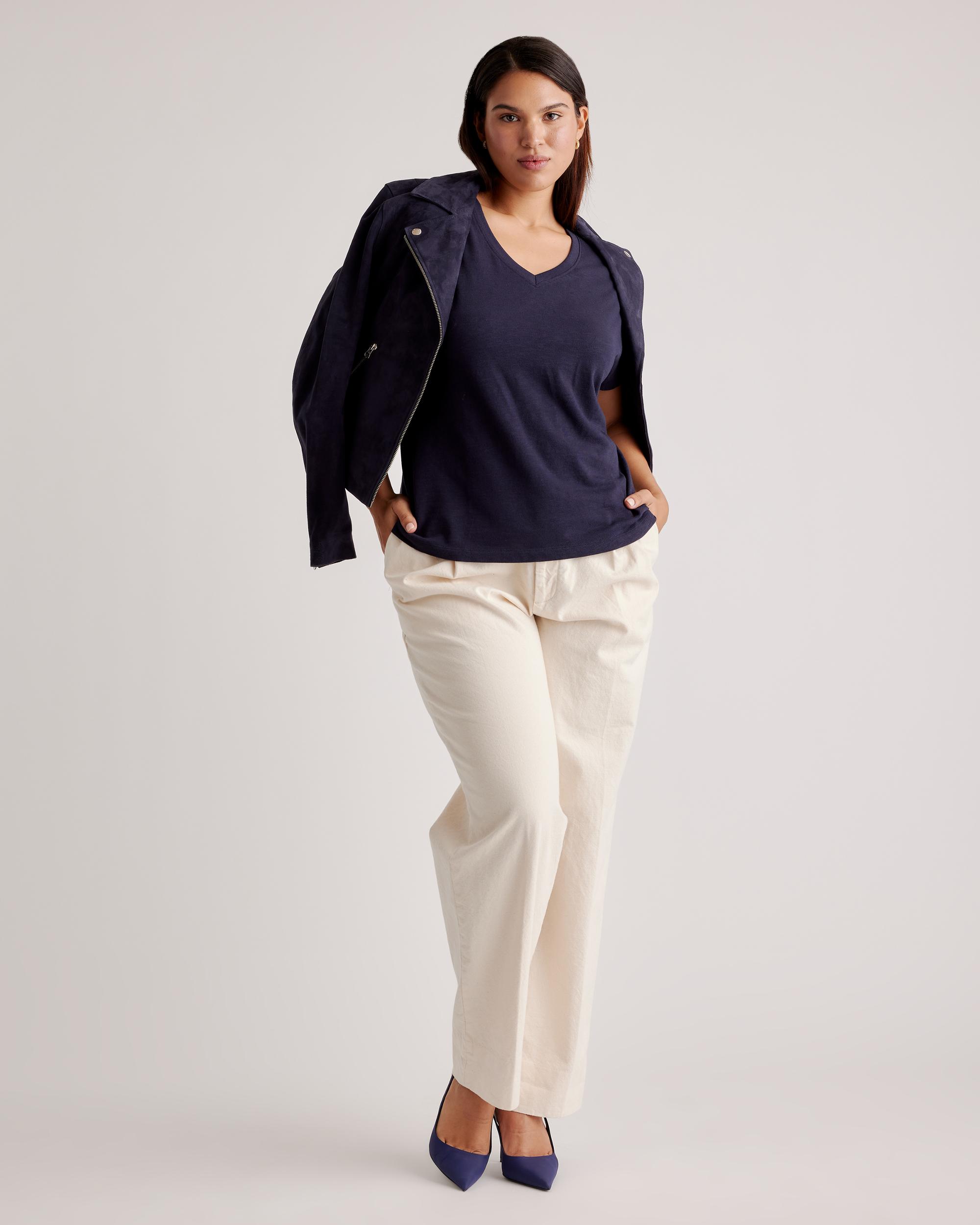 Quince | Women's Slub V-Neck T-Shirt Organic Cotton Product Image