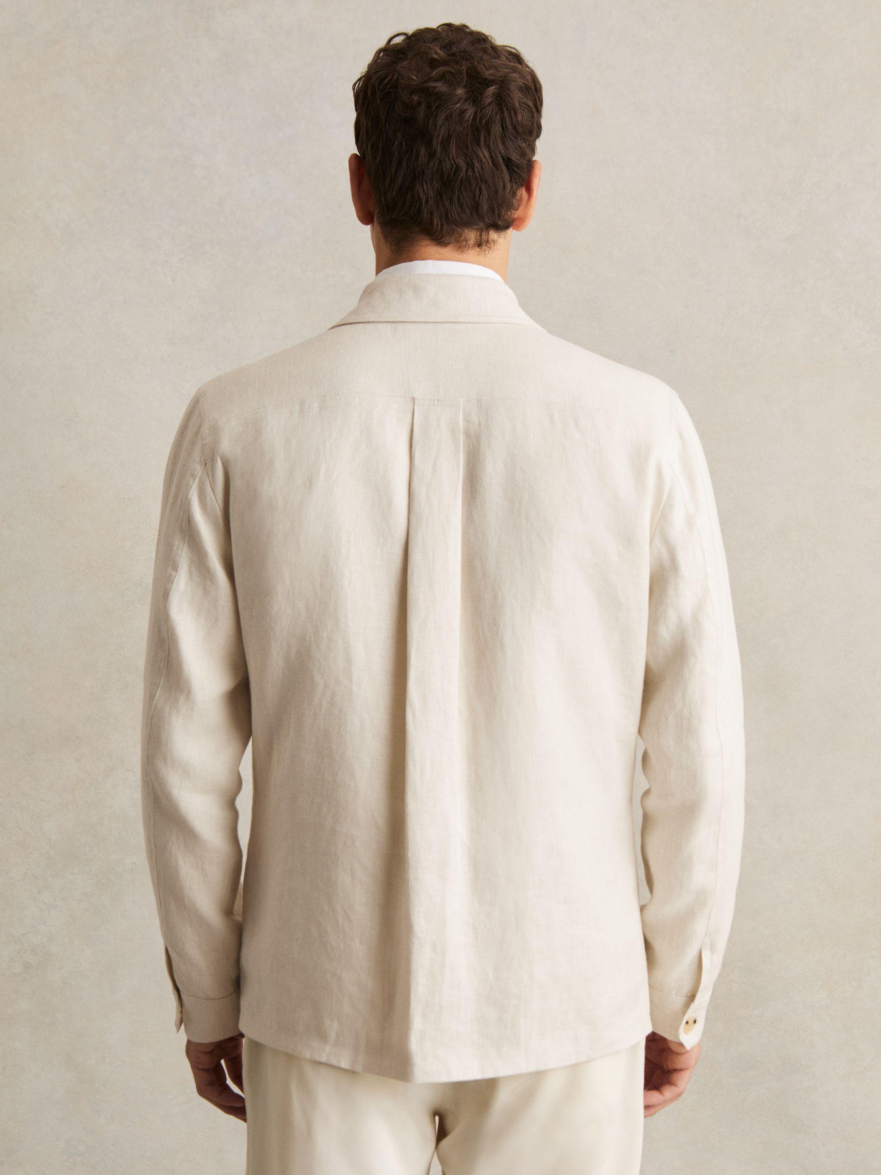 Linen Four-Pocket Safari Jacket in Off White Product Image