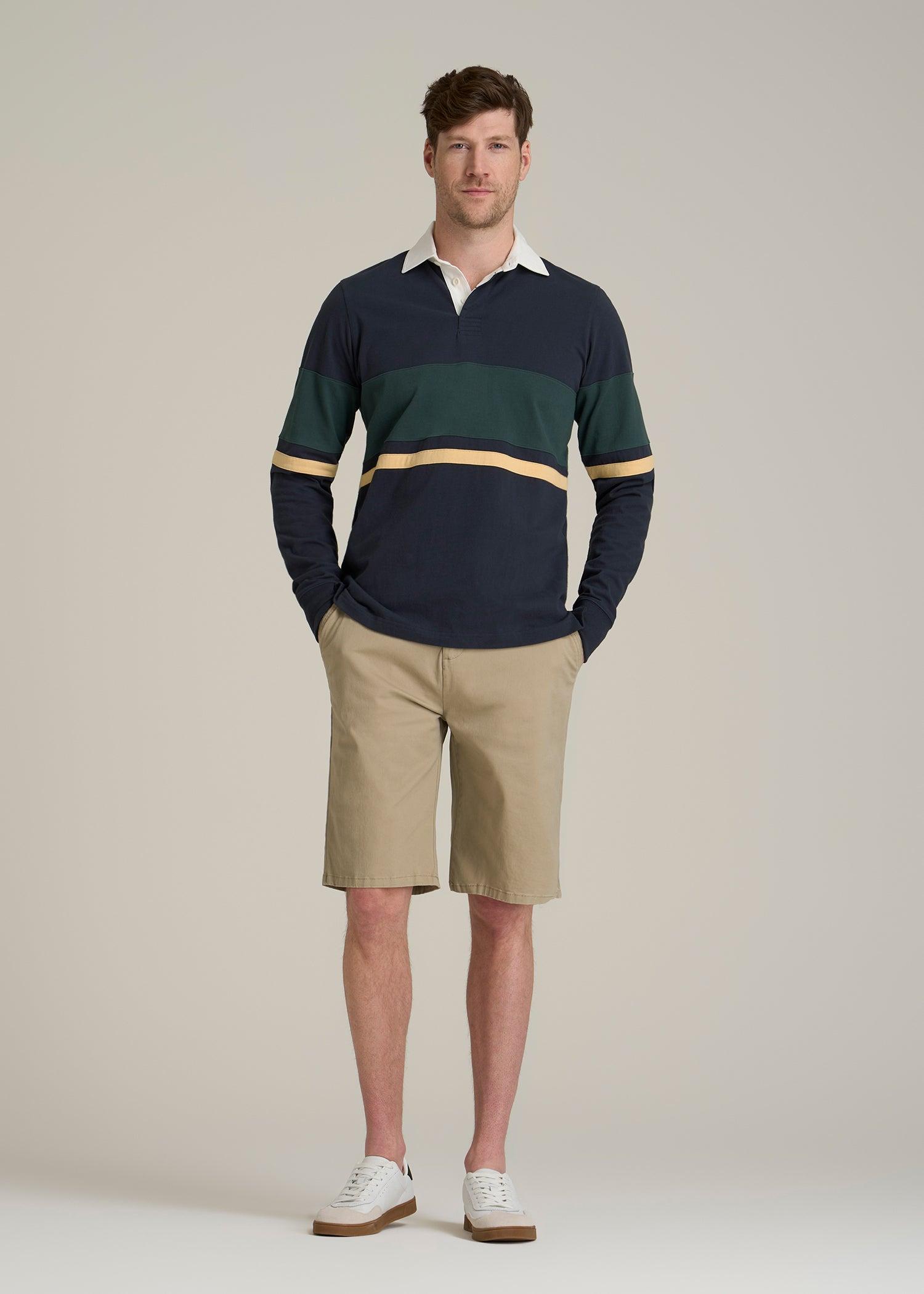 Rugby Long Sleeve Shirt for Tall Men in Navy Multi Male Product Image