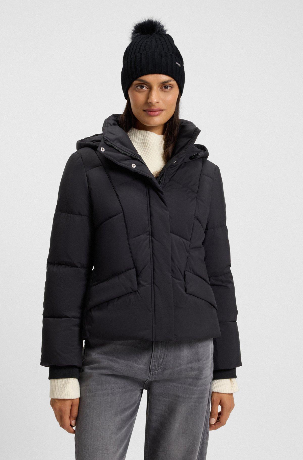 Virgin-wool beanie hat with faux-fur pom pom Product Image