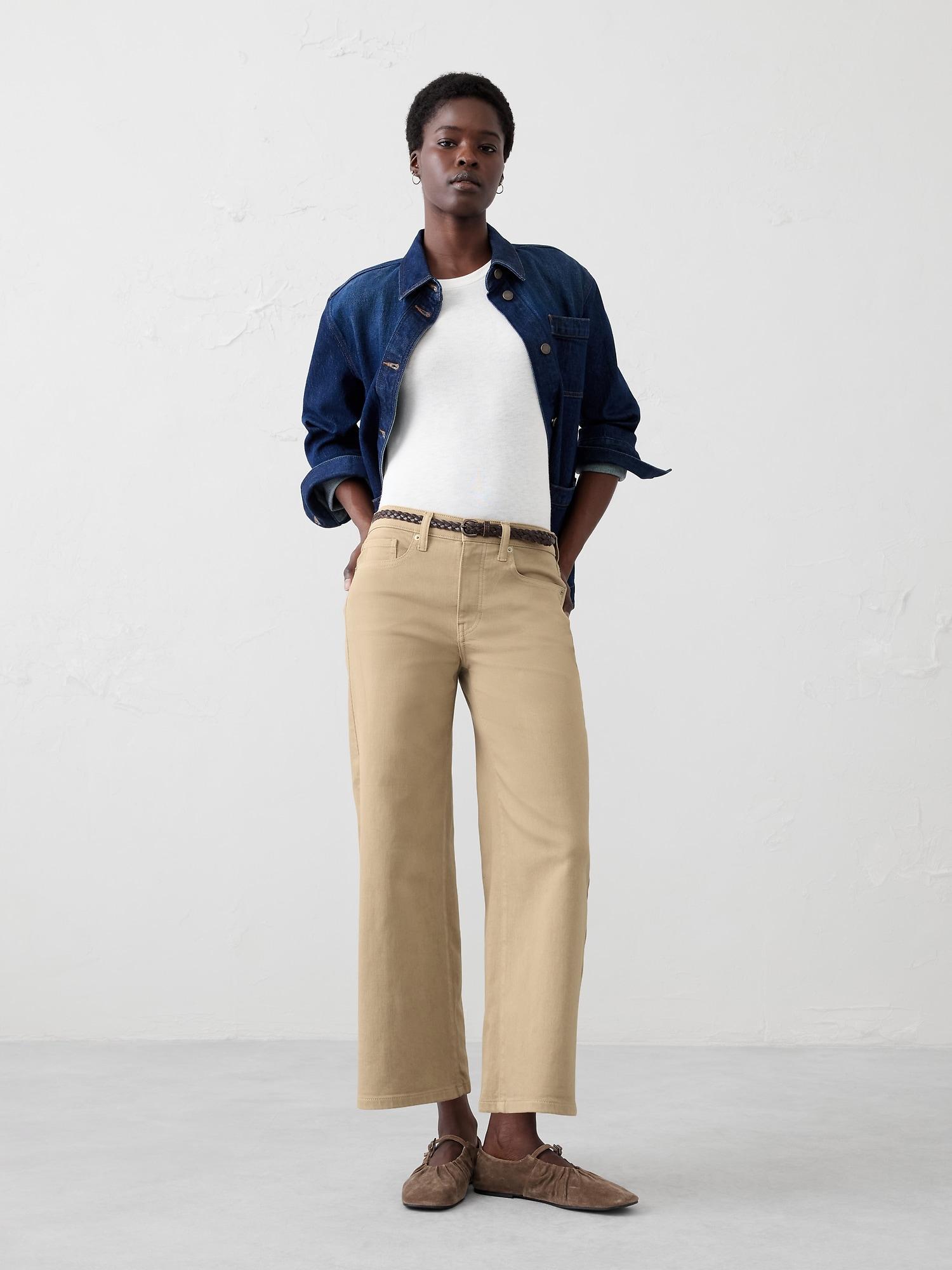 Wide-Leg High-Rise Patch Pocket Cropped Jean Product Image