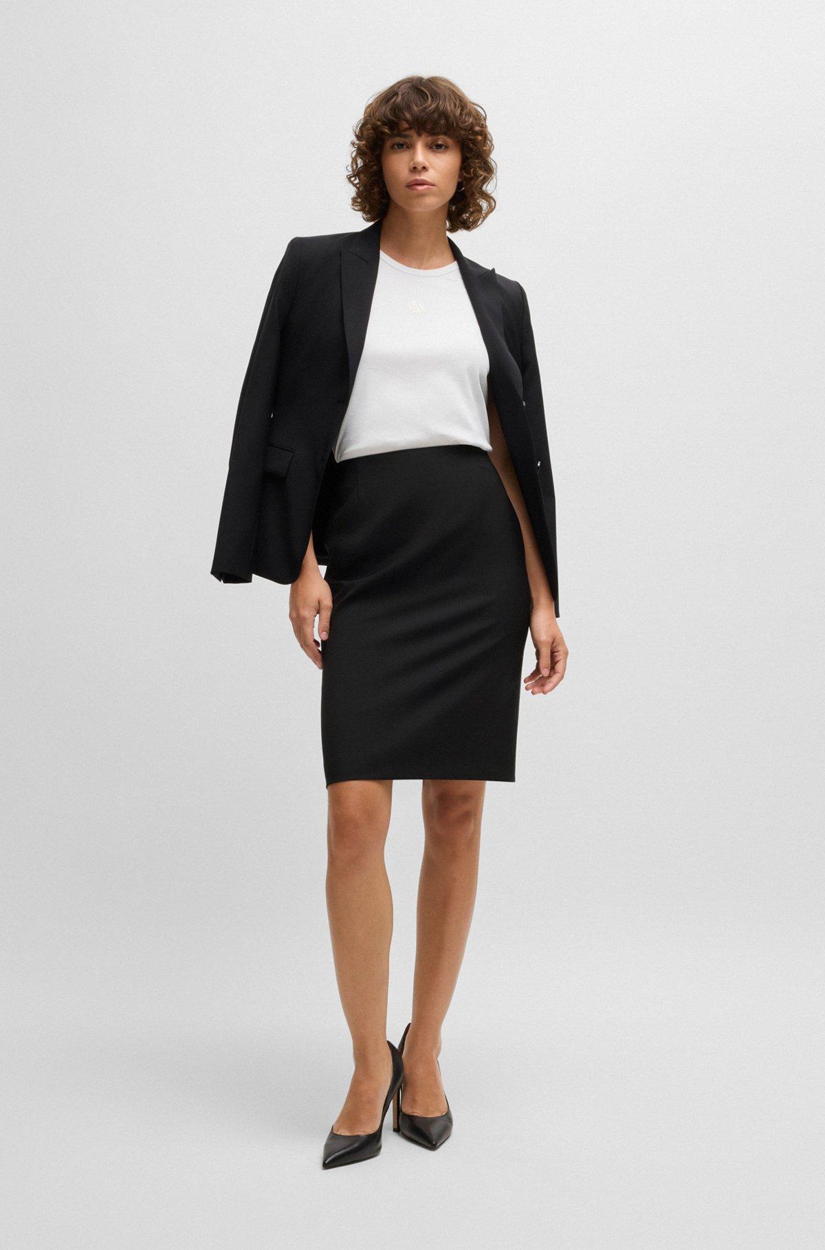 BOSS - Slim-fit pencil skirt in virgin wool - Black Product Image