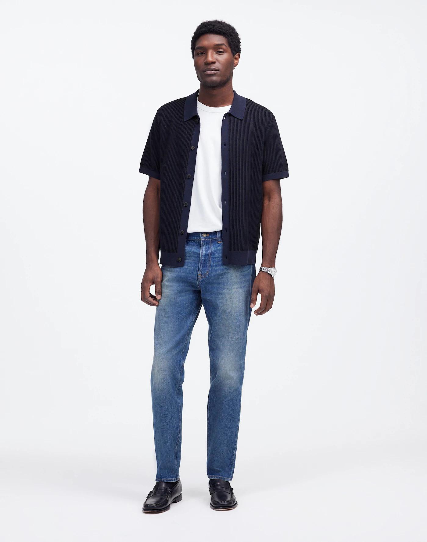 Tuck-Stitch Button-Up Sweater Polo Product Image