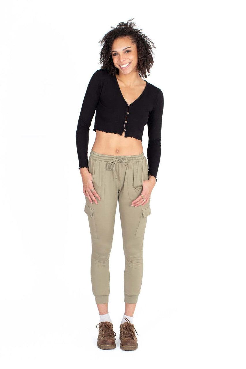 Black Button Down Long Sleeve Crop Product Image