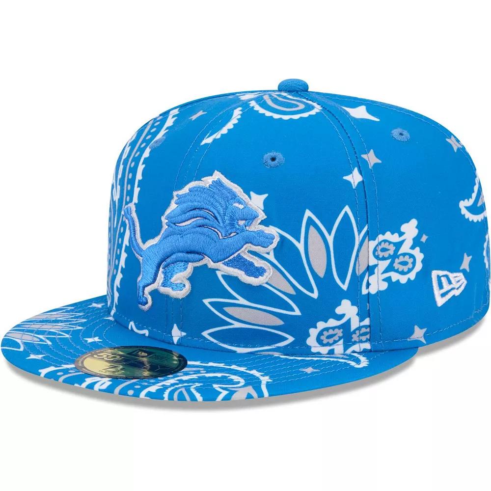 Men's New Era Blue Detroit Lions Paisley 59FIFTY Fitted Hat,  Product Image