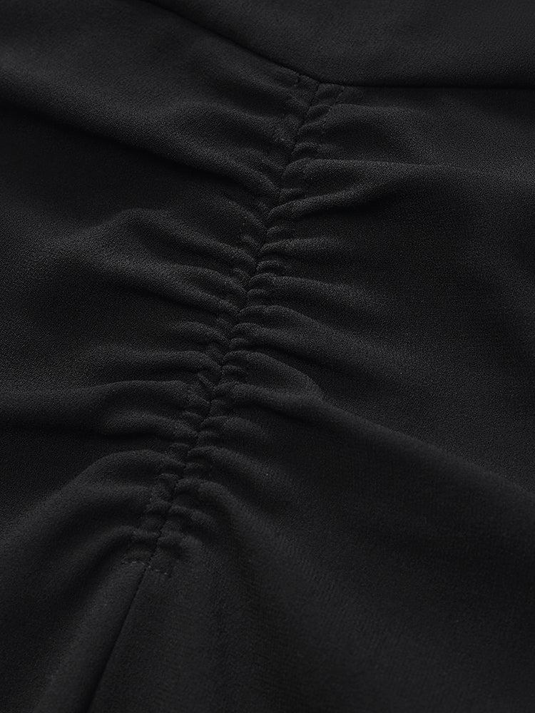 Triacetate V-Neck Ruched Women Midi Dress Product Image