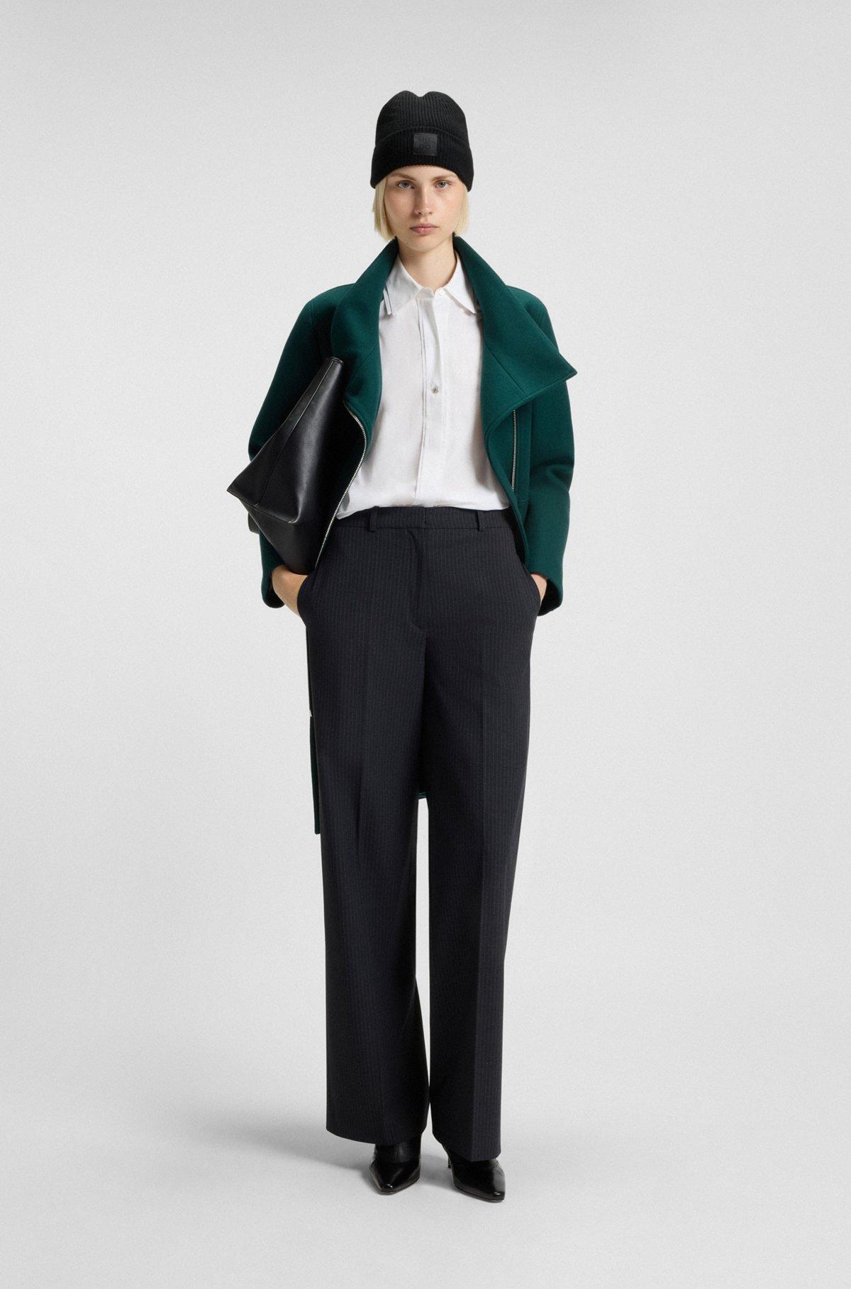 Regular-fit blouse with stacked-logo button Product Image