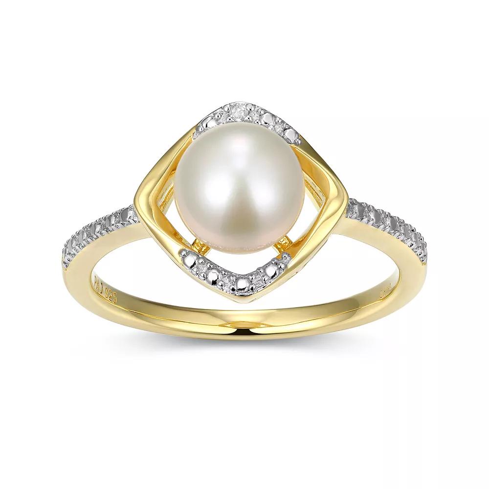 18k Gold Plated Sterling Silver Gemstone & Diamond Accent Halo Ring, Women's, June Gen Fw White Product Image