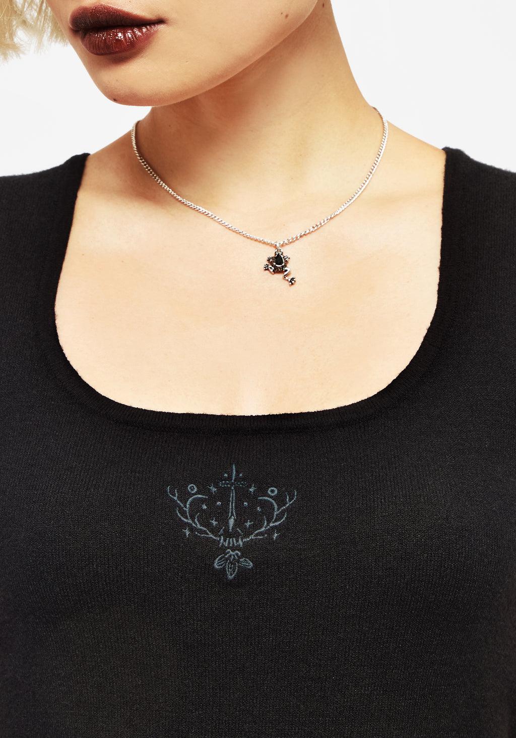 Elen Embroidered Rib Sleeveless Knit Top Product Image