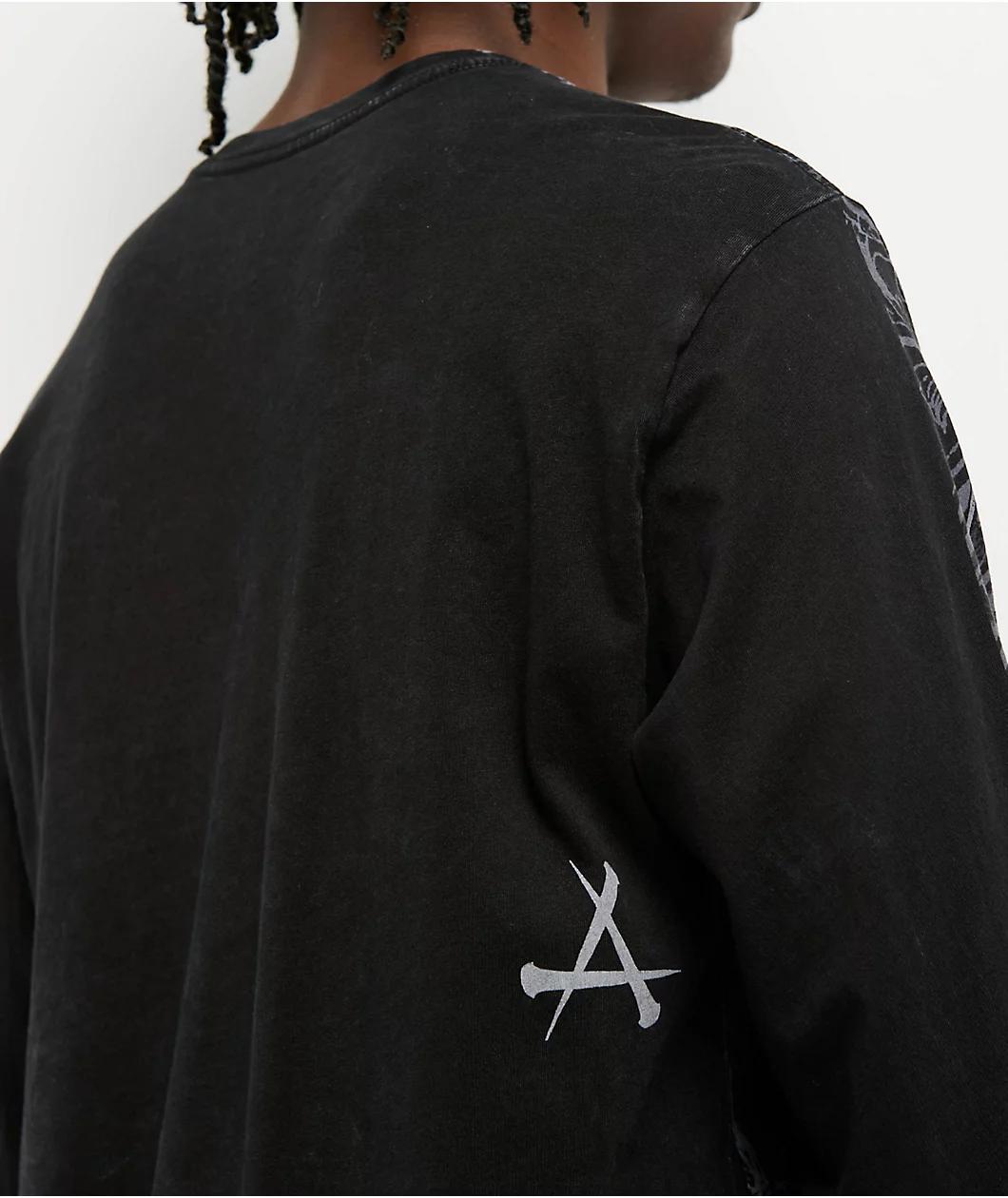 Affliction Cross And Bones Black Long Sleeve T-Shirt Product Image
