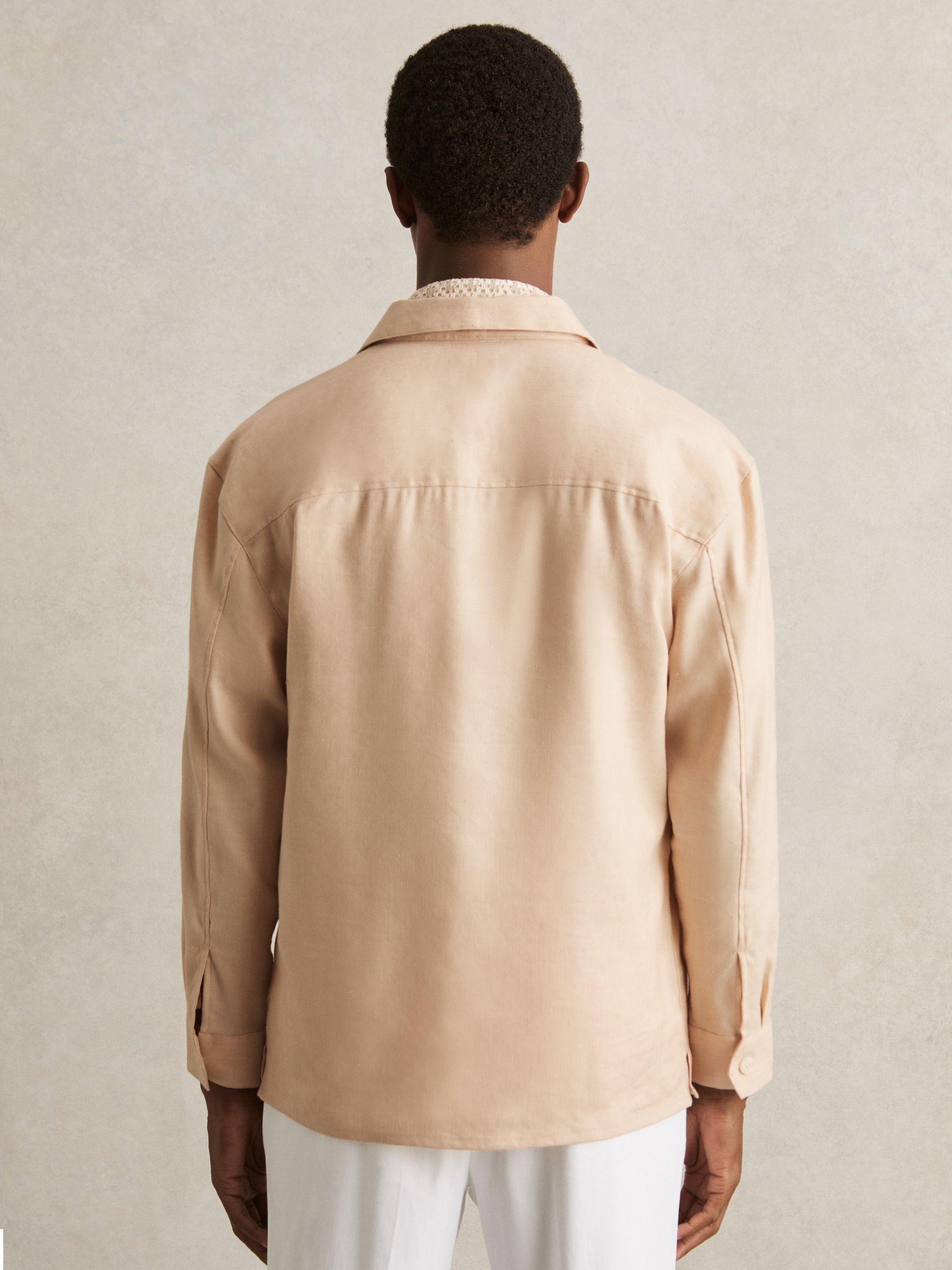 Linen Twin-Pocket Overshirt in Stone Product Image