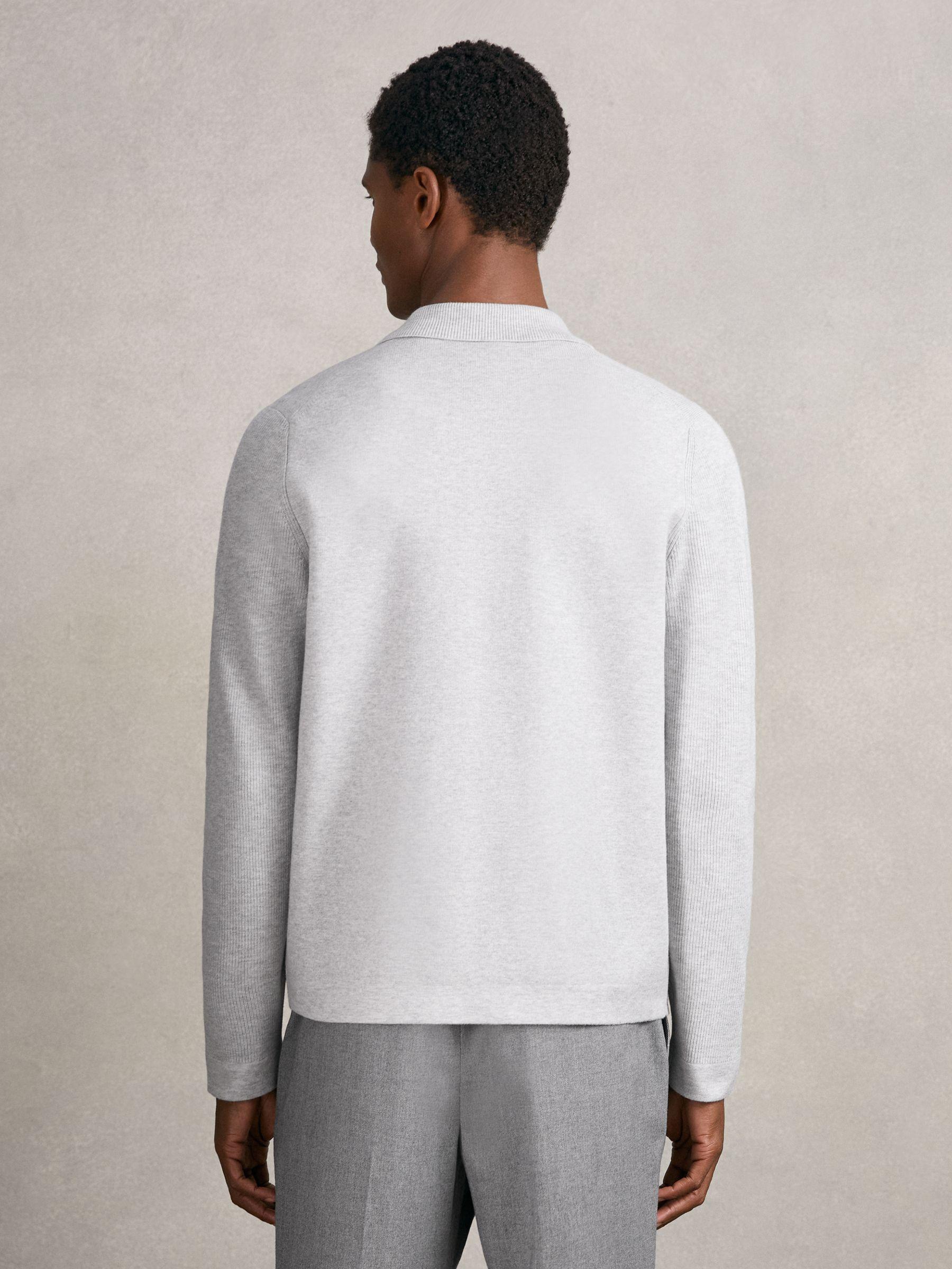 Four-Pocket Zip-Through Cardigan in Soft Grey Product Image