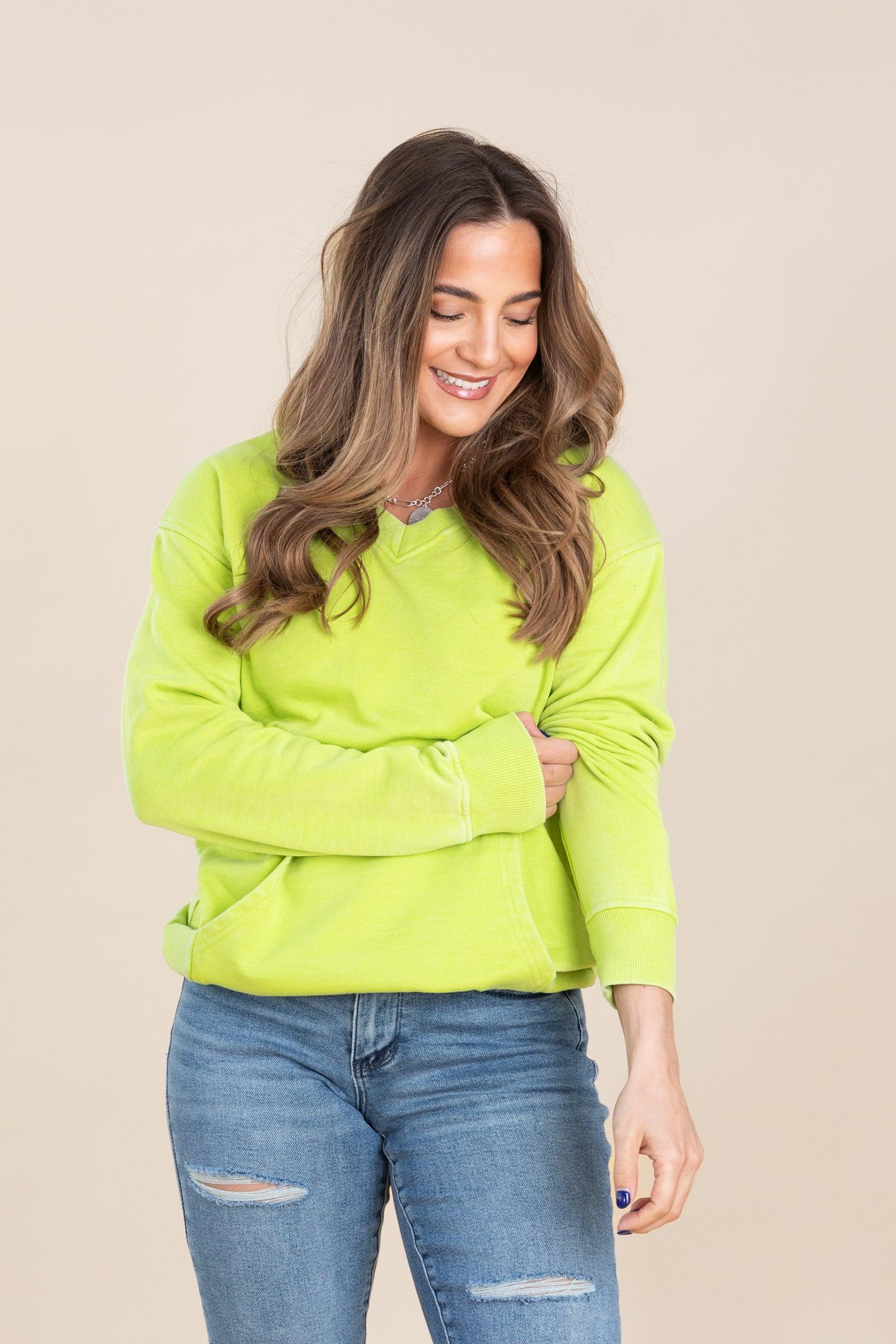 Pigment Dyed Cozy Campfire V-Neck Sweatshirt Product Image