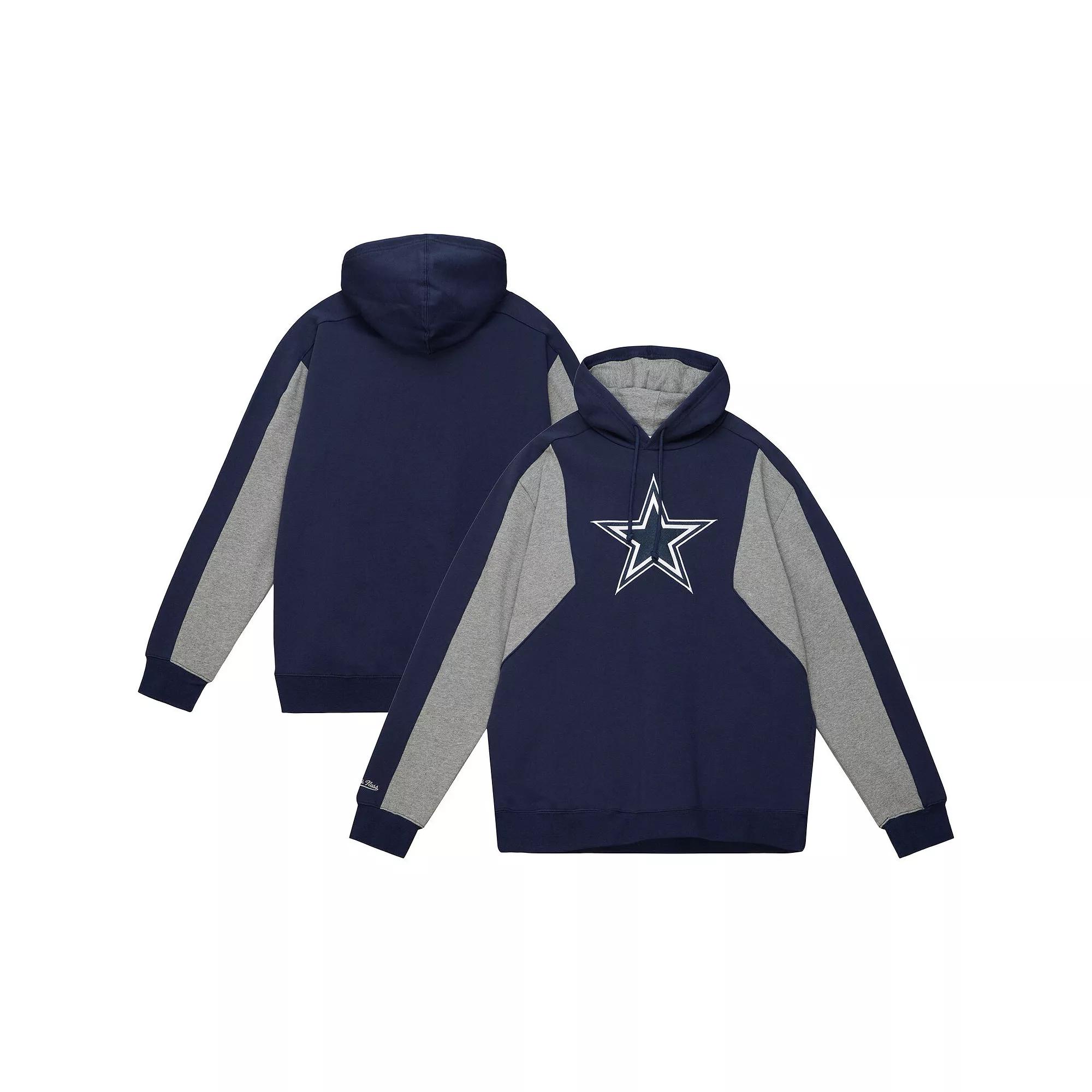 Mens Mitchell & Ness Dallas Cowboys Color Blocked Fleece 2.0 Pullover Hoodie Blue Product Image