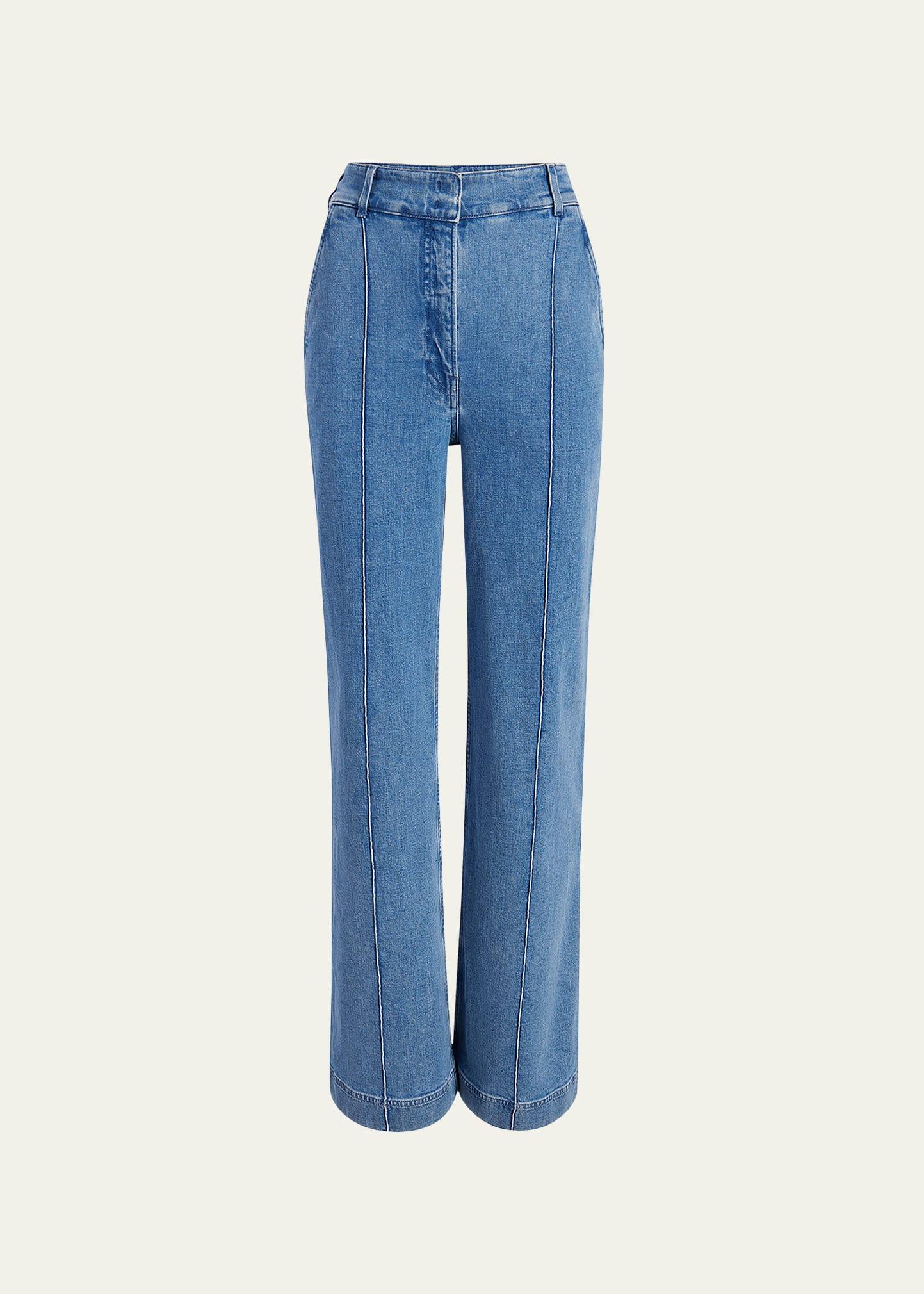High-Waisted Wide Leg Denim Pants Product Image