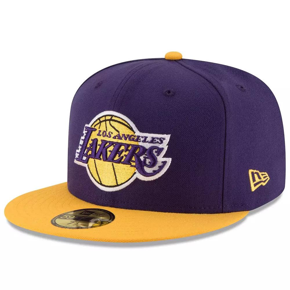 Men's New Era Purple/Gold Los Angeles Lakers Official Team Color 2Tone 59FIFTY Fitted Hat,  Product Image