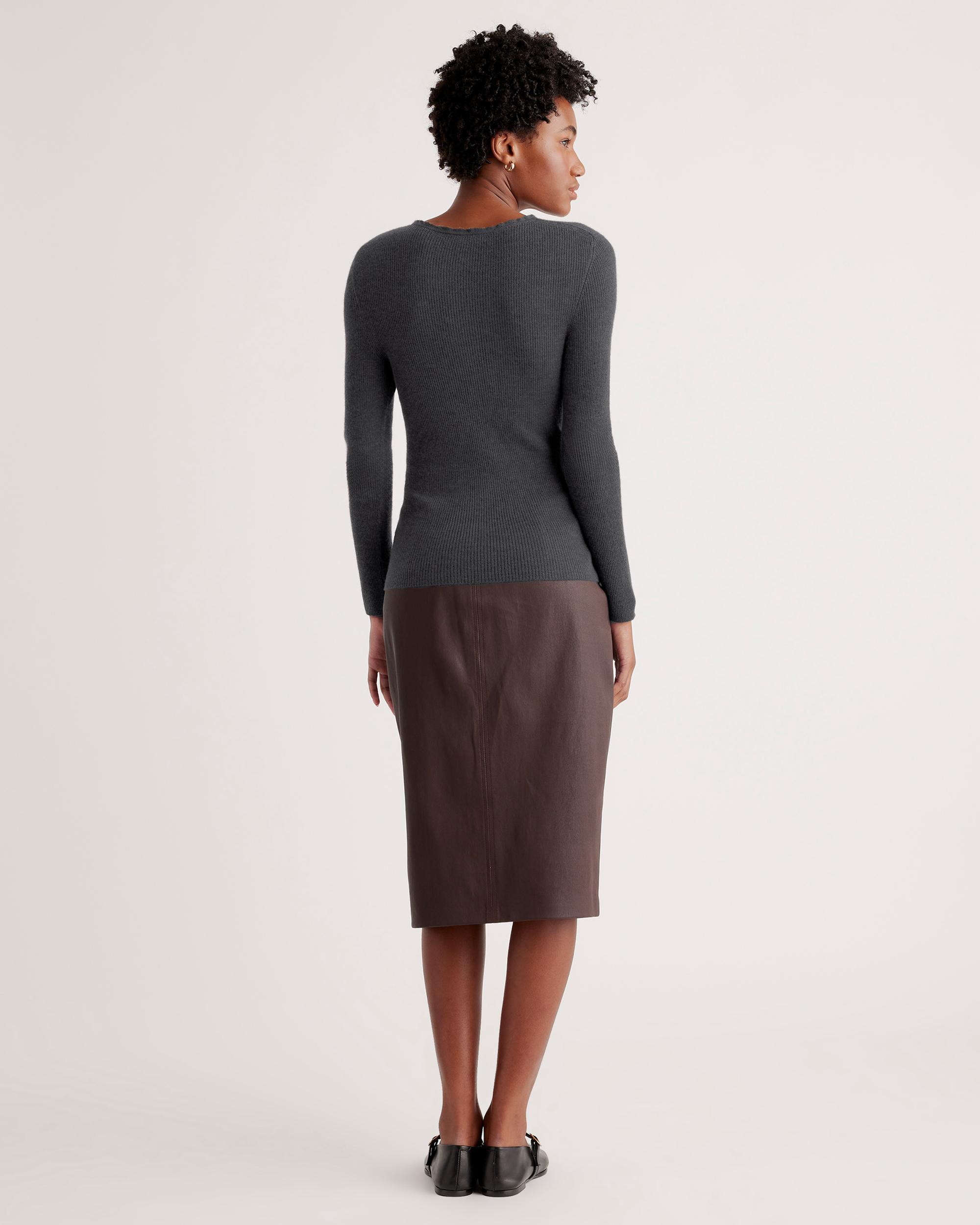 Quince | Women's Featherweight Cashmere Ribbed Crewneck Sweater Product Image