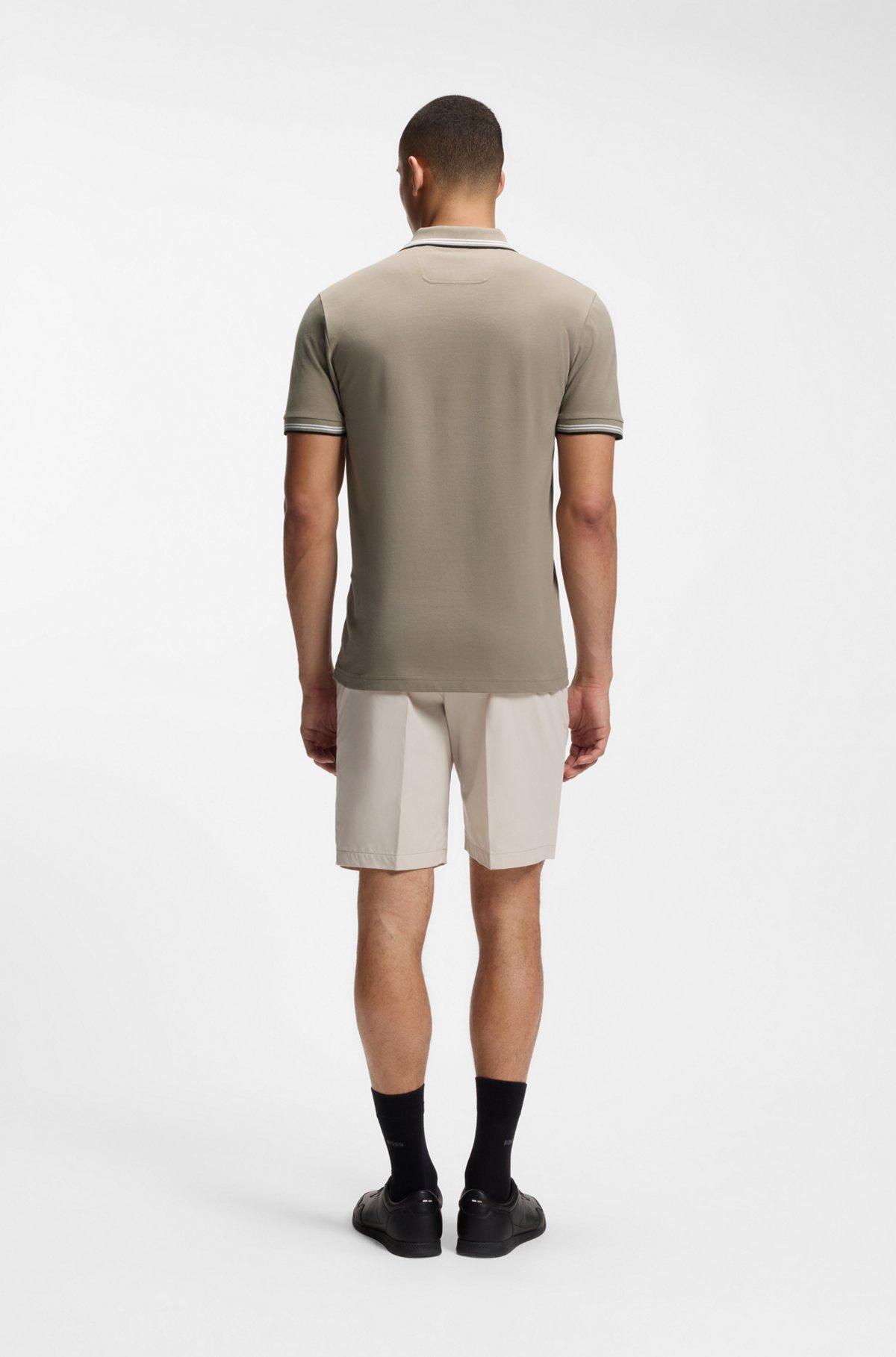 Stretch-cotton slim-fit polo shirt with branding and stripes Product Image