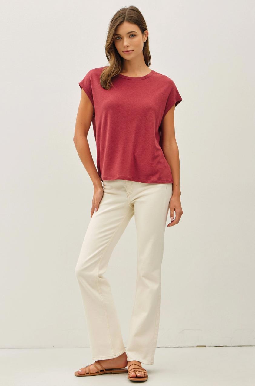 Linen Blend Cap Sleeve Tee Product Image