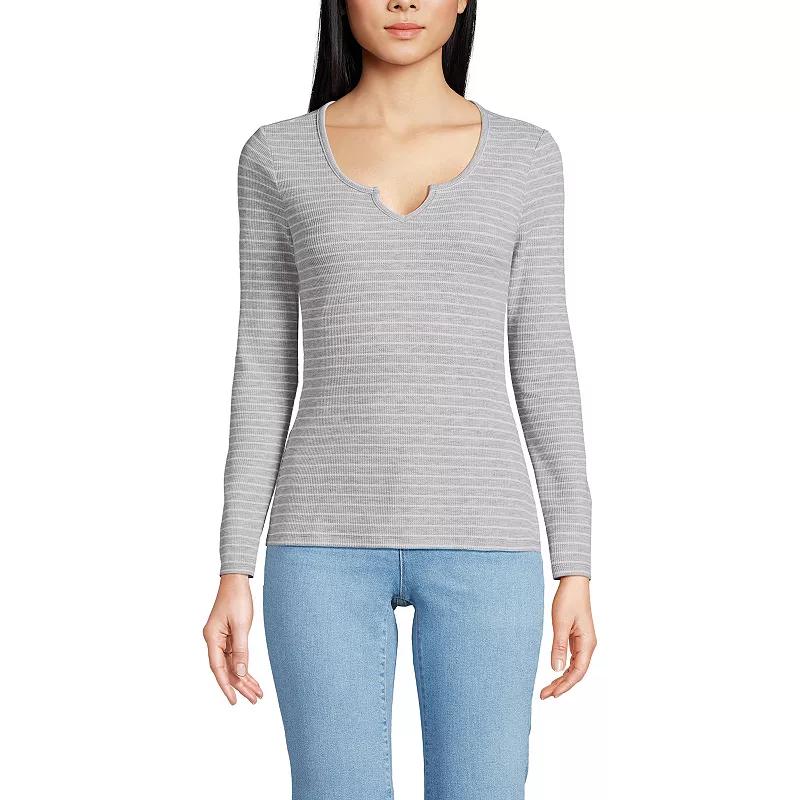 Women's Lands' End Waffle Notch Neck Top,  Product Image