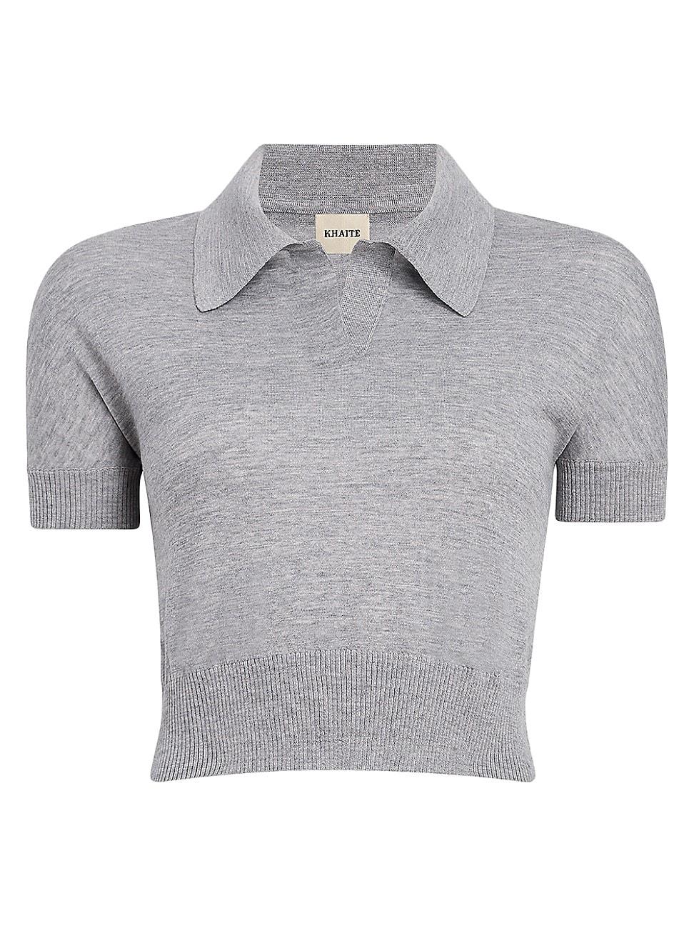 Womens Morgane Wool-Blend Polo Top Product Image