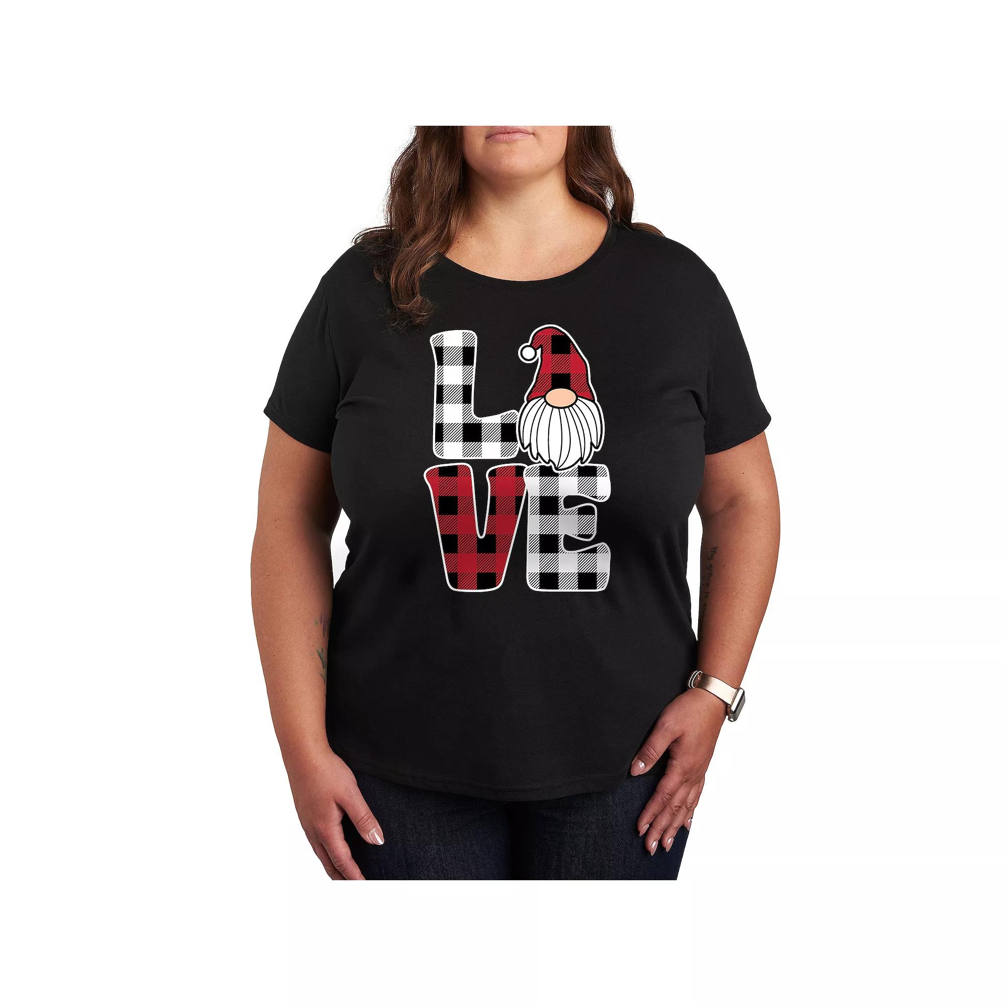 Plus Love Gnome Plaid Graphic Tee, Women's,  Product Image