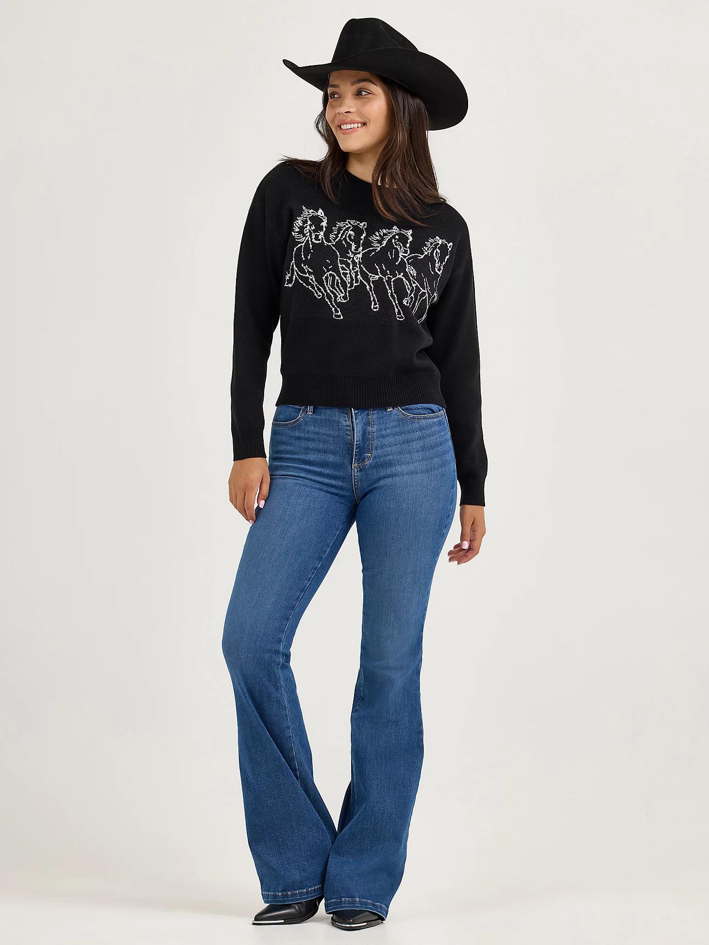 Women's Wrangler Horse Intarsia Crew Neck Sweater Product Image