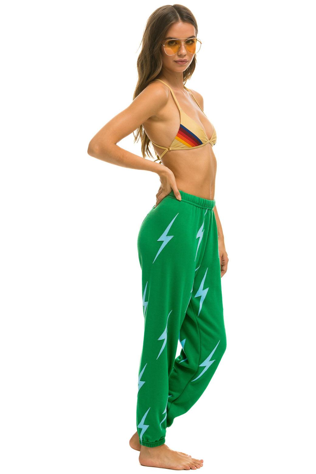 BOLT STITCH REPEAT SWEATPANTS - KELLY GREEN // BLUE Female Product Image