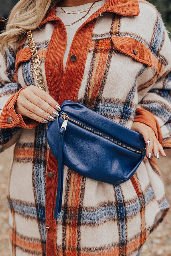 Modern Muse Faux Leather Fanny Pack In Blue Product Image