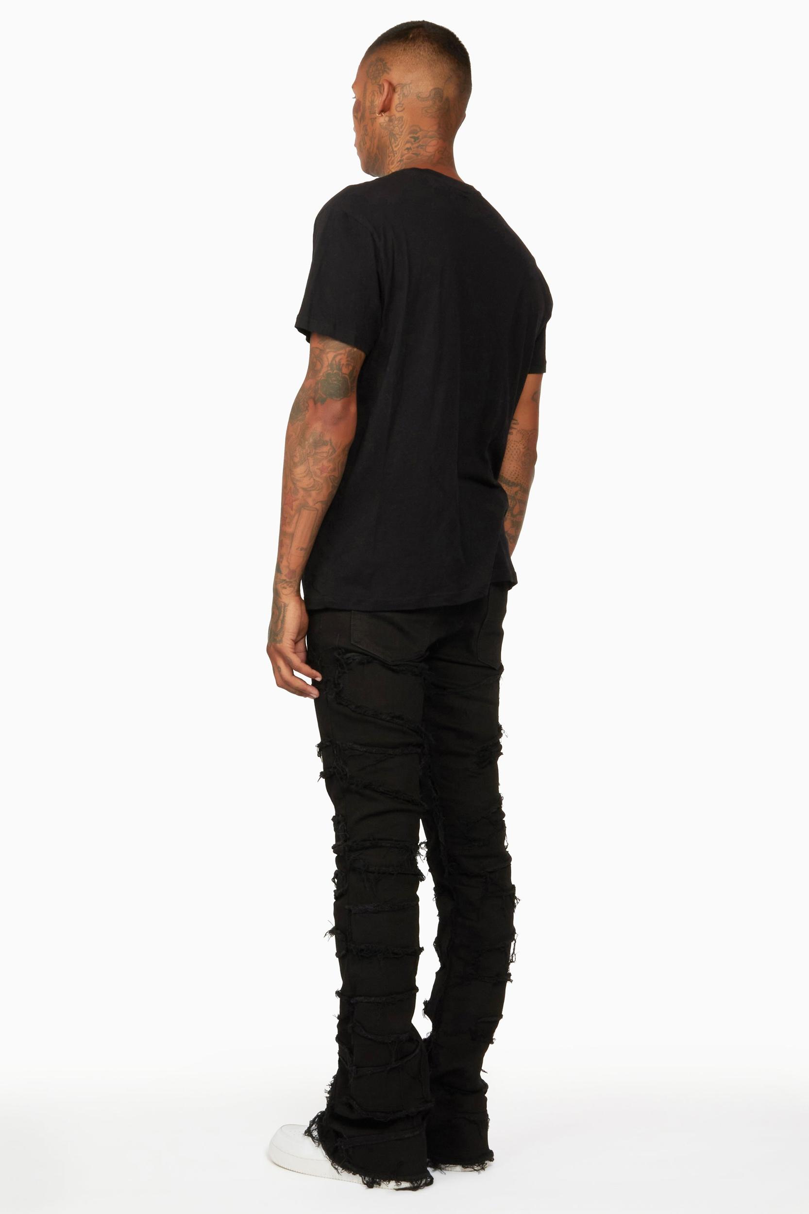Shake Black Stacked Flare Jean Male Product Image