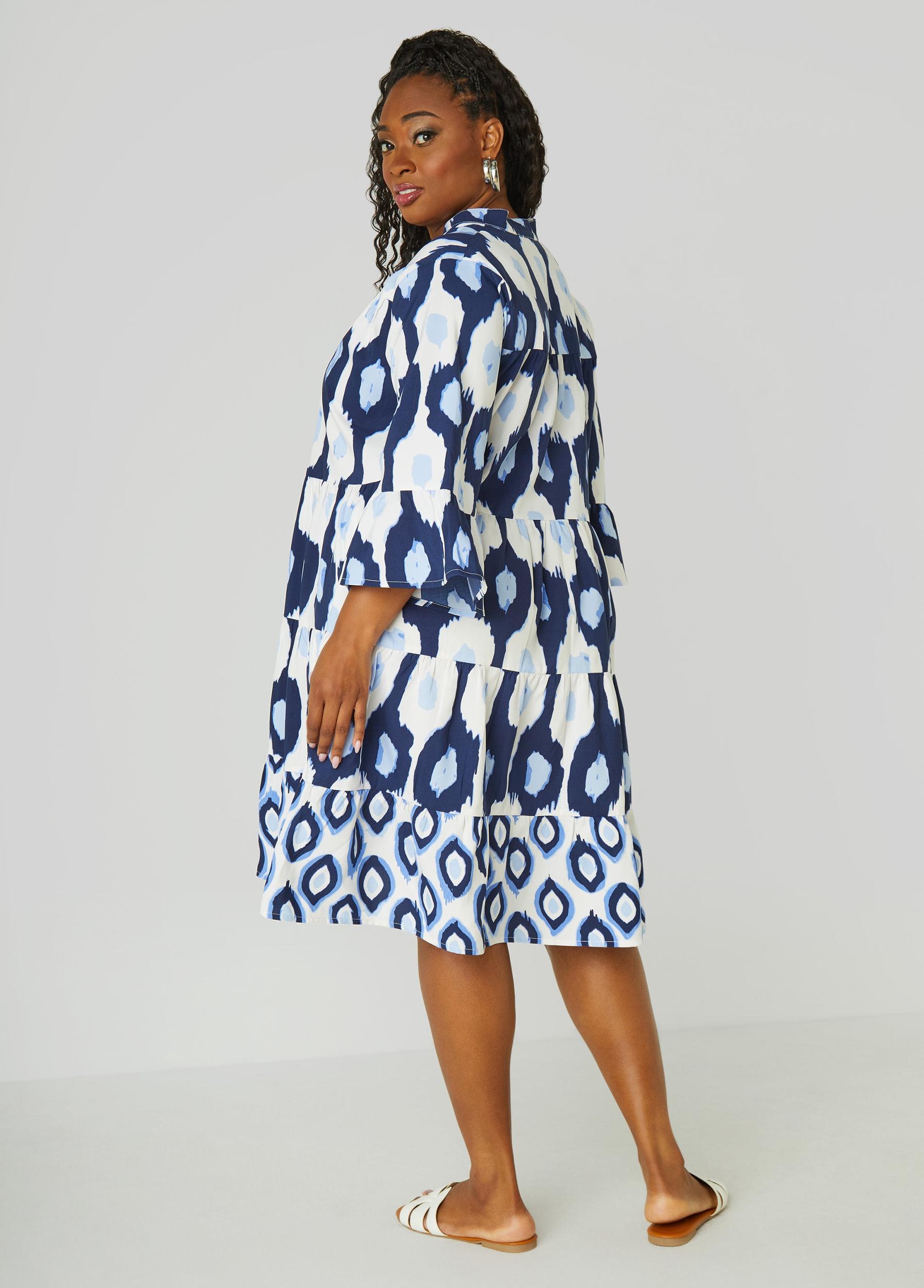 Flounced Ikat Print Dress Product Image