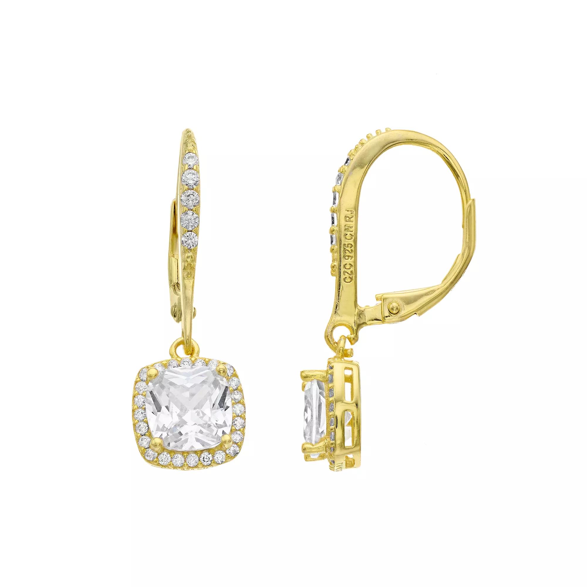 Sterling Silver Cubic Zirconia Drop Earrings, Women's, Pink Tone Product Image