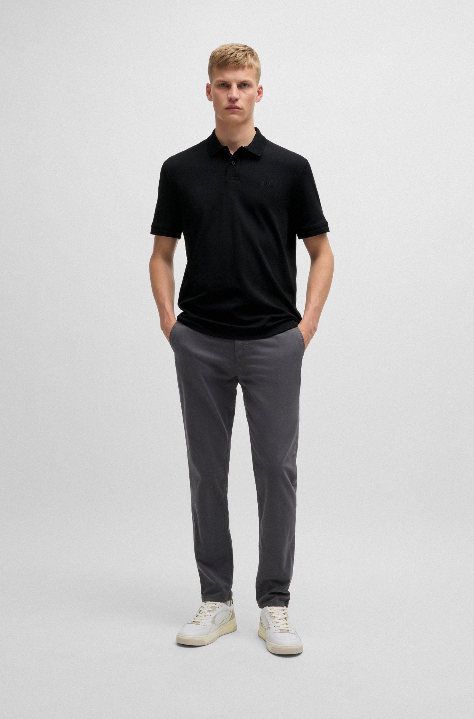 BOSS Interlock-cotton polo shirt with logo print Product Image
