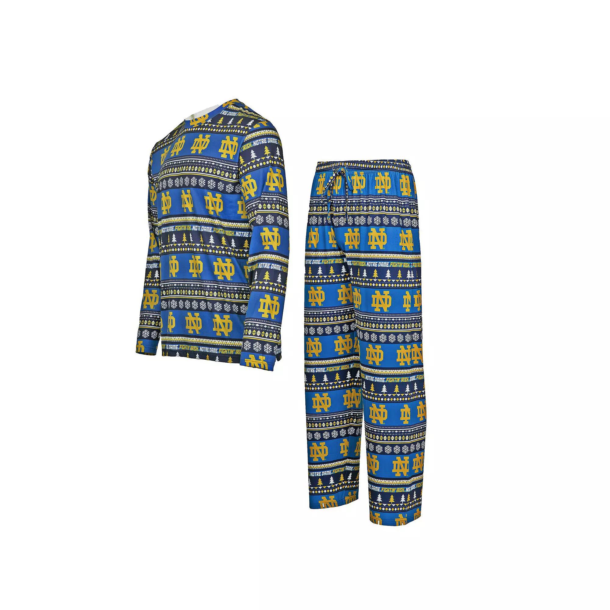 Men's Concepts Sport  Navy Notre Dame Fighting Irish Swivel Long Sleeve T-Shirt & Pants Sleep Set, Size: 3XL, Blue Product Image
