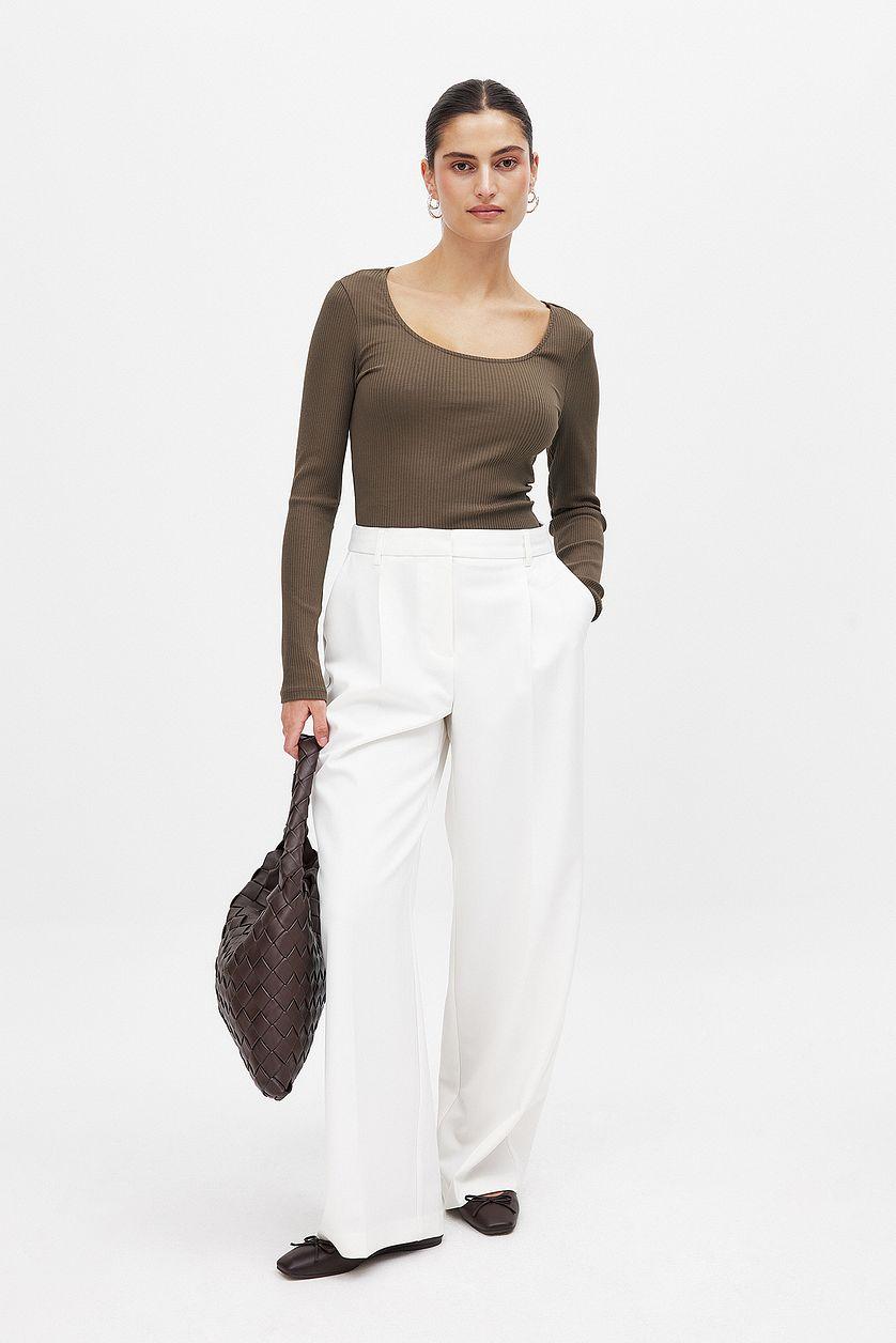 Scoop Neck Ribbed Top Product Image