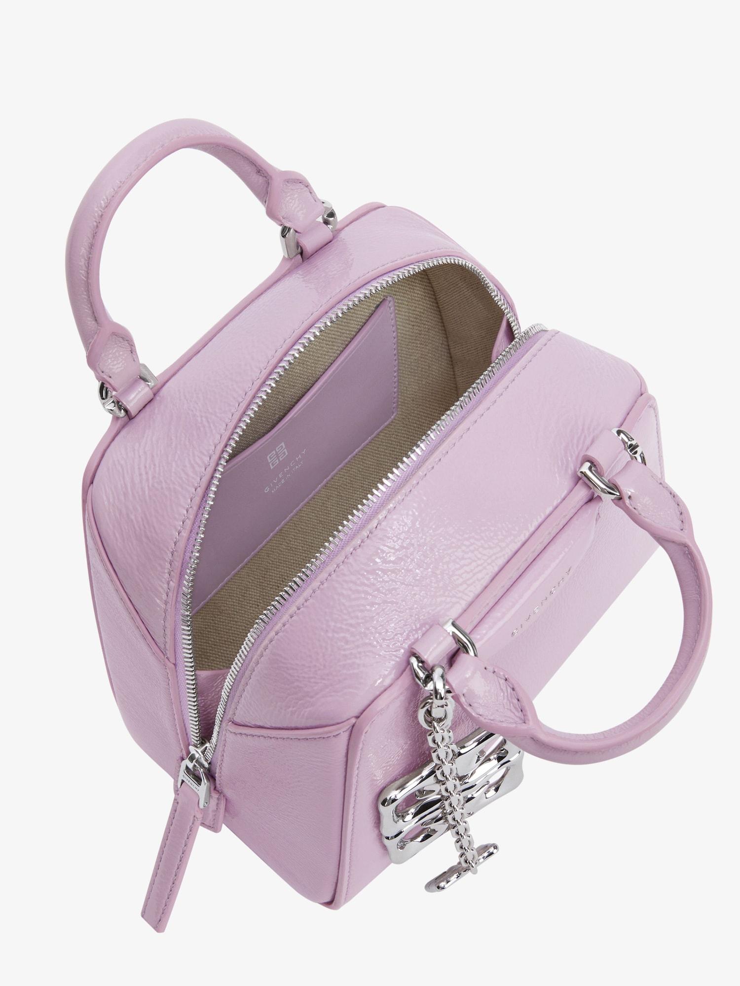 Nano Antigona Cube bag in patent leather with charm Product Image