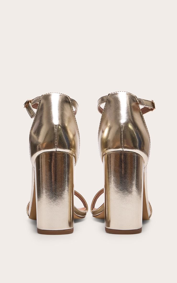 Gold Wide Fit Pu Round Toe Block Heeled Sandals Product Image