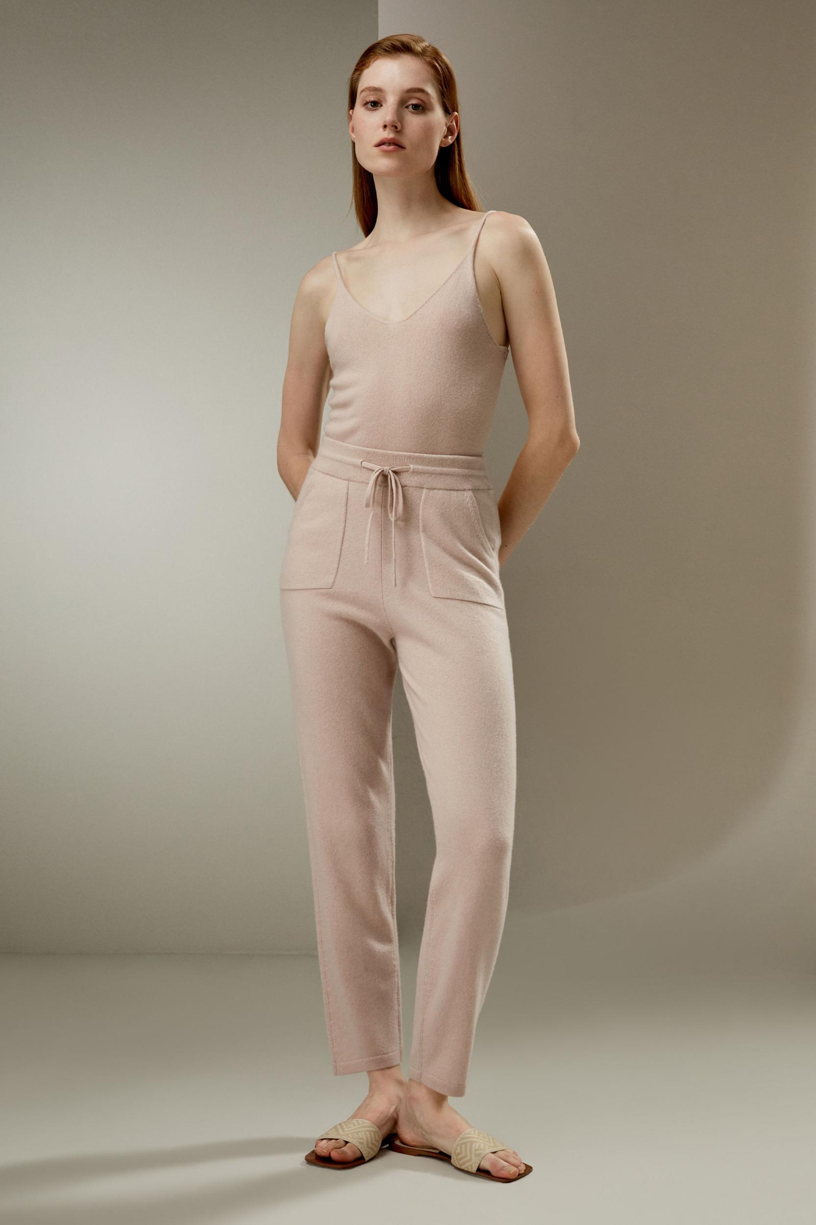 Pegged Cashmere Pants with Drawstrings Product Image