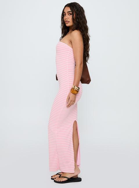 Savins Strapless Maxi Dress Pink Stripe Product Image
