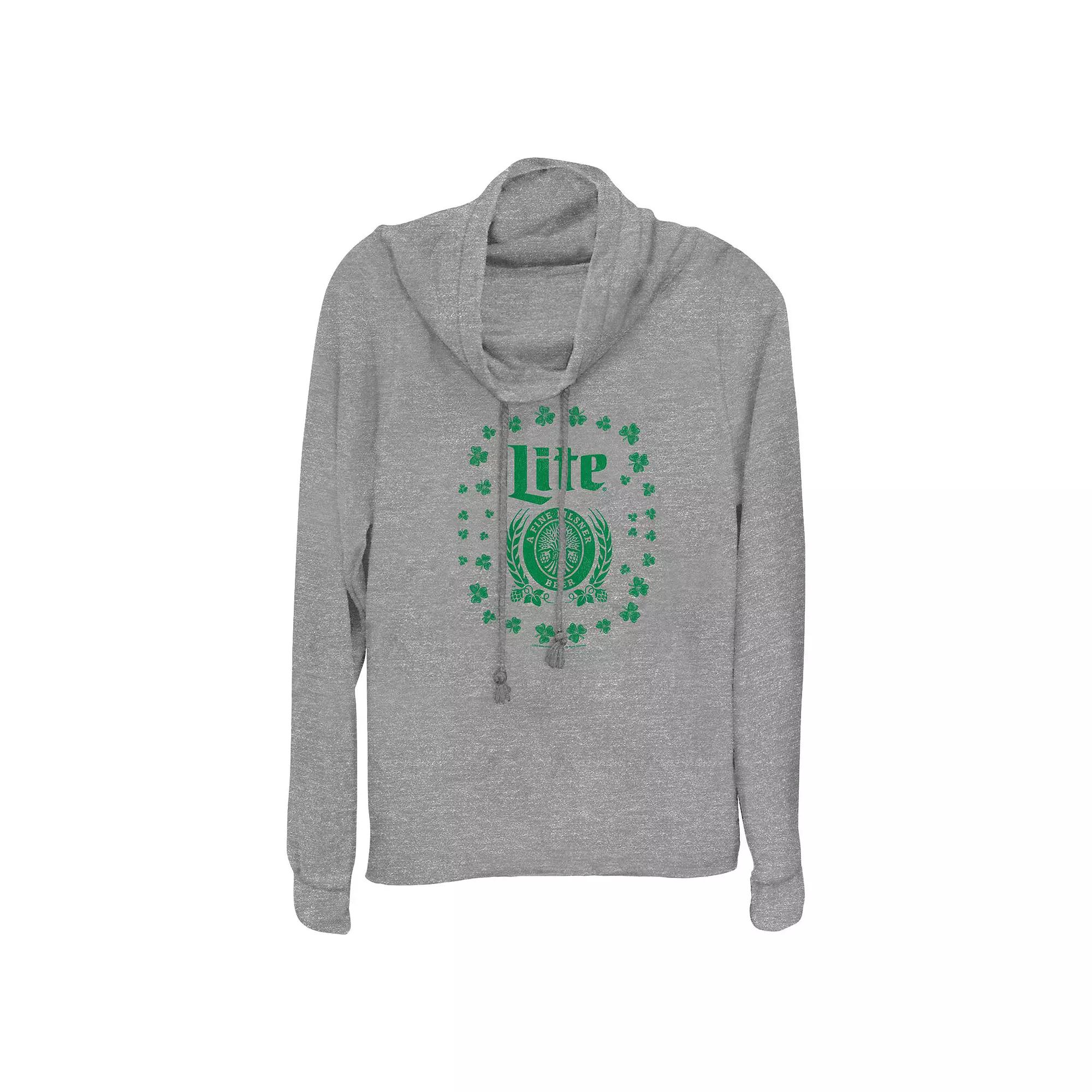 Women's Miller Lite Shamrock Logo Cowlneck Graphic Lightweight Long Sleeve,  Product Image