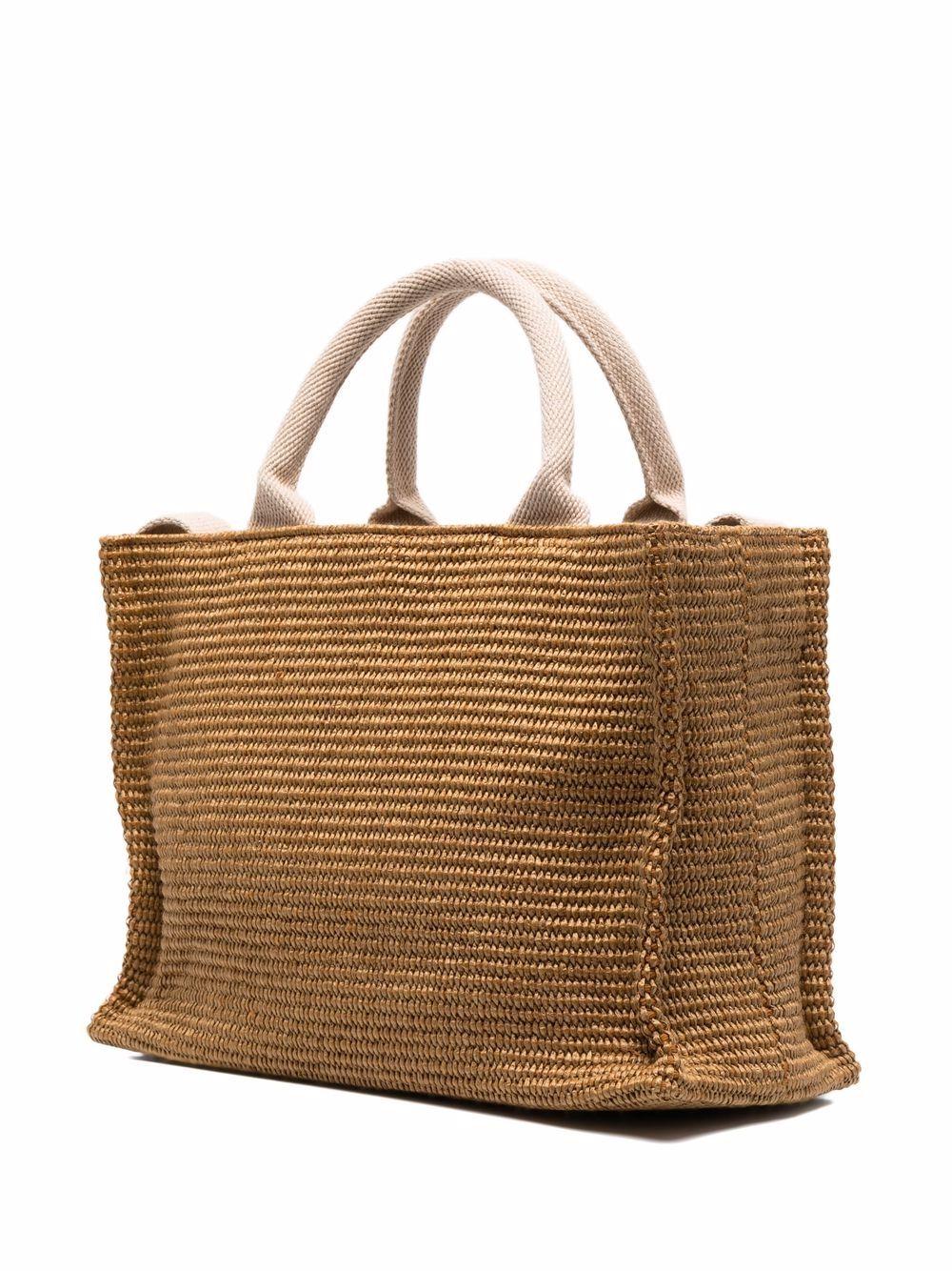 logo-lettering raffia tote bag Product Image
