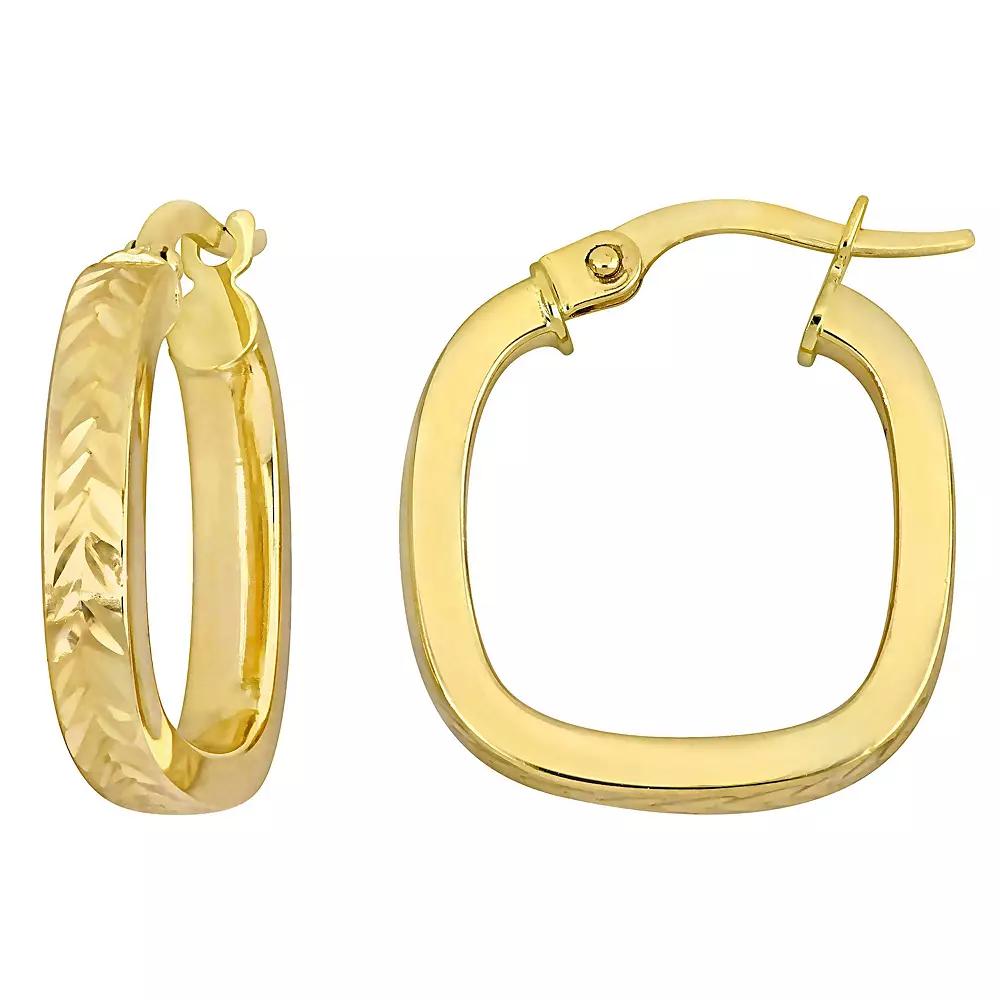 Stella Grace 10k Gold Textured Square Hoop Earrings, Women's Product Image
