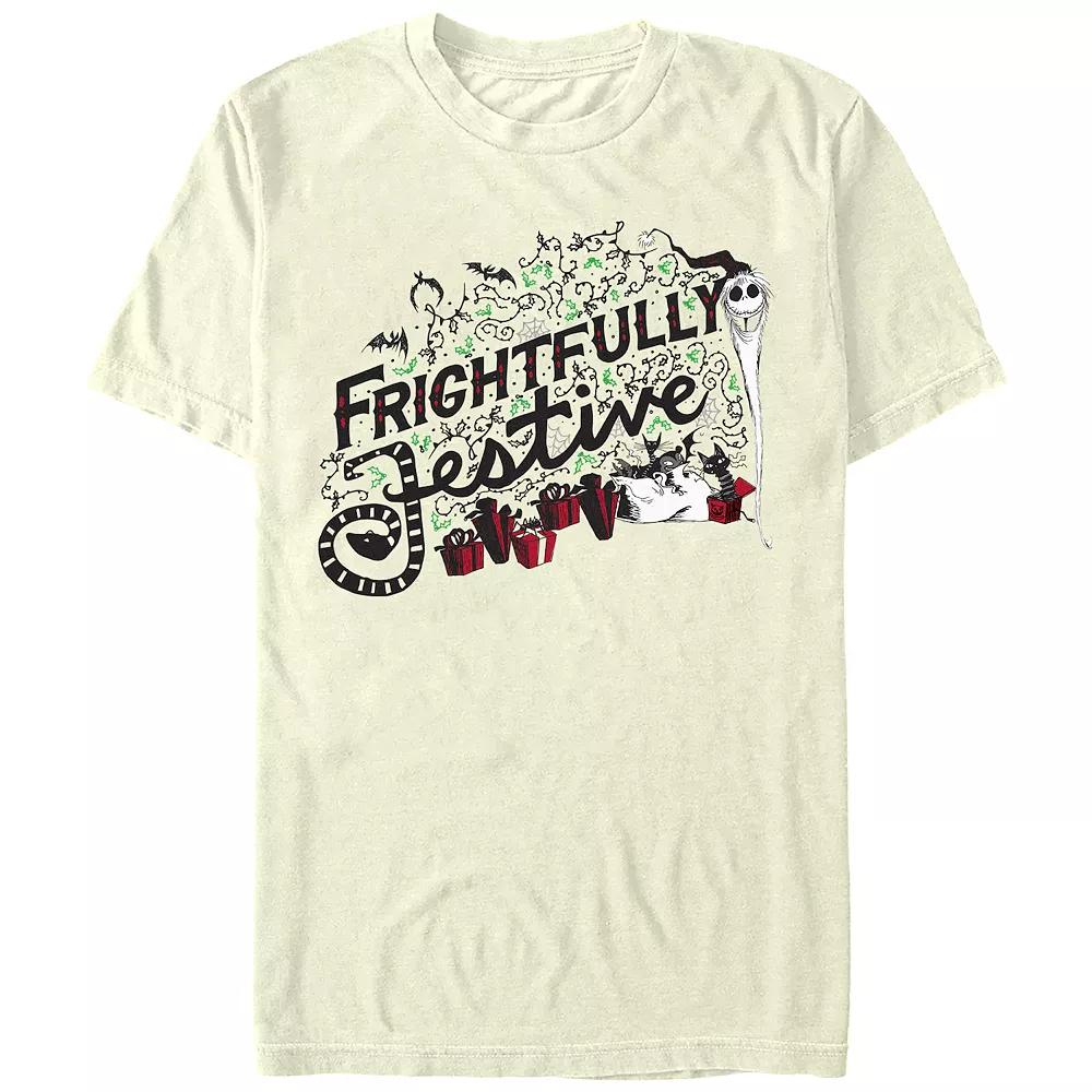 Disney's The Nightmare Before Christmas Frightfully Festive Men's Graphic Tee, Size: Medium, Natural Product Image