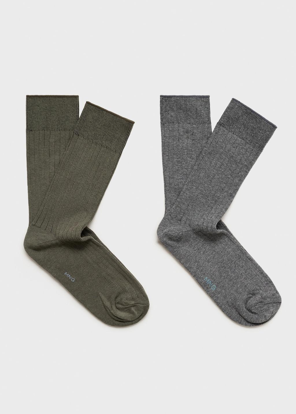 Pack of 2 ribbed cotton socks - Men | MANGO USA Product Image