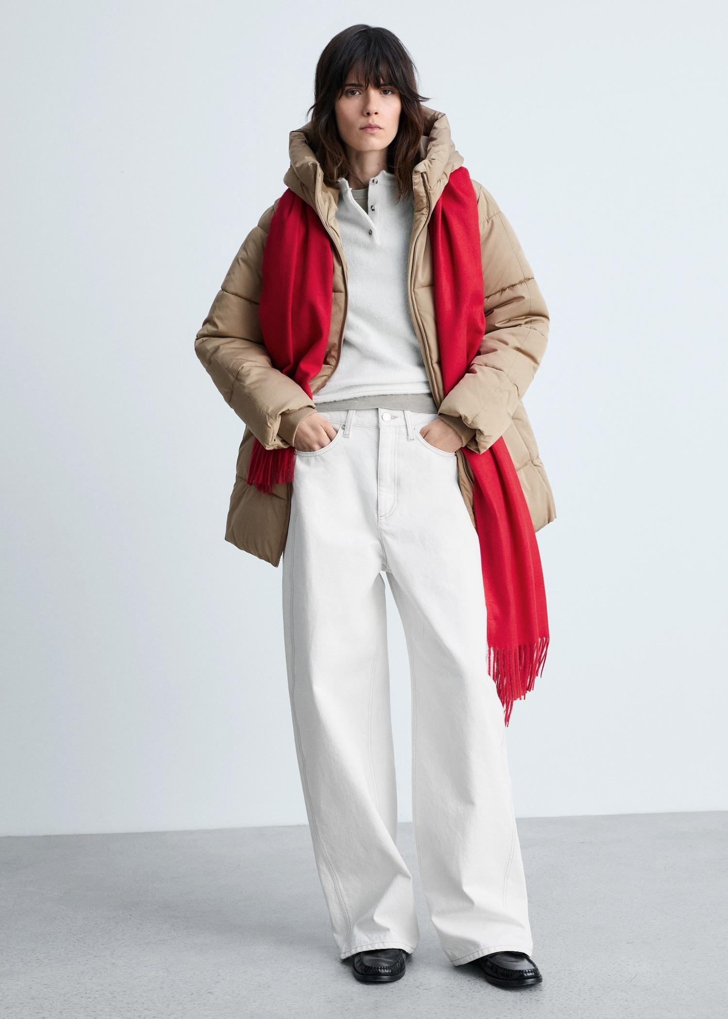 Quilted midi anorak with hood - Women | MANGO USA Product Image