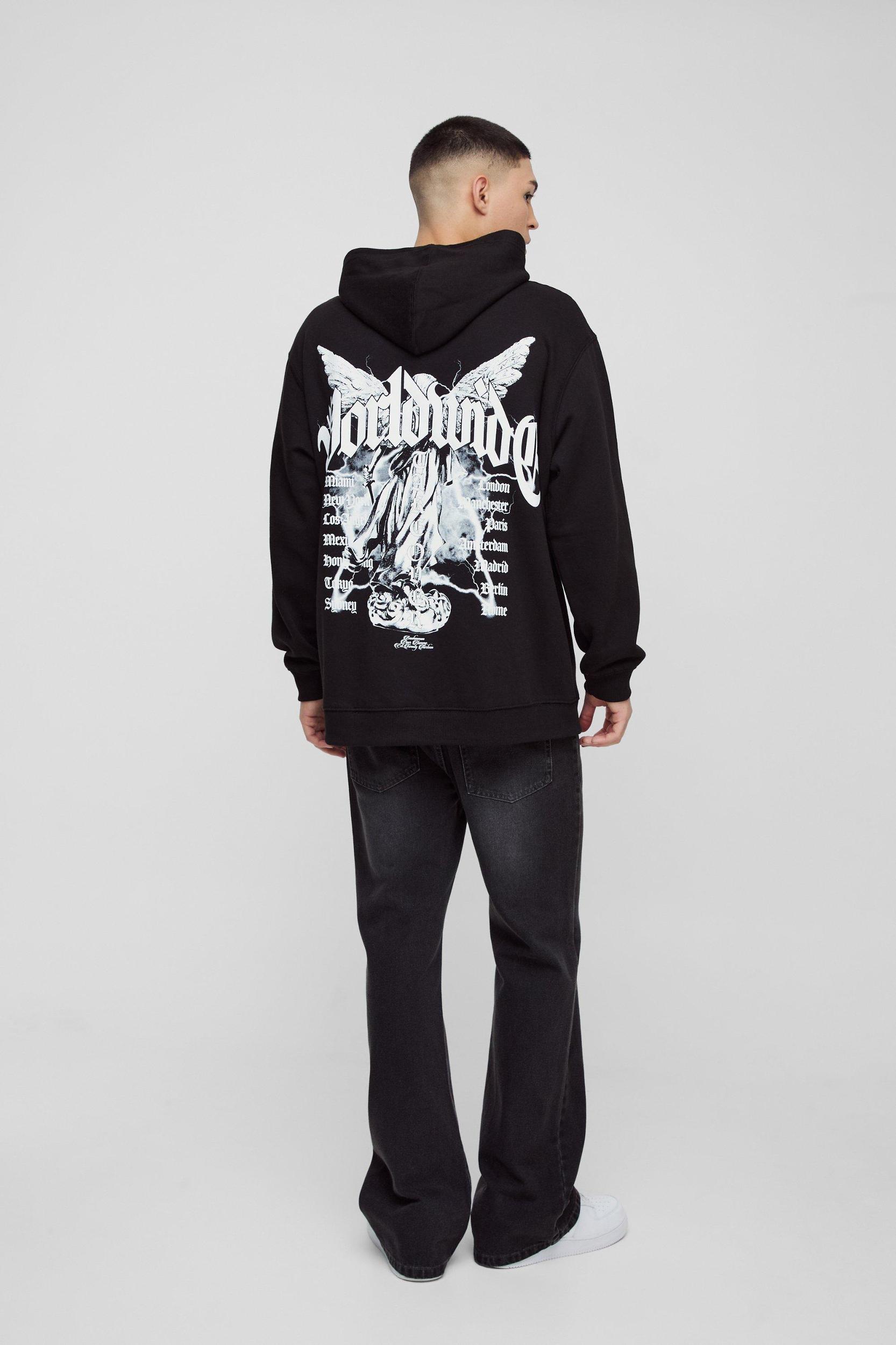 Oversized Washed Large Scale Renaissance Graphic Hoodie | boohooMAN USA Product Image