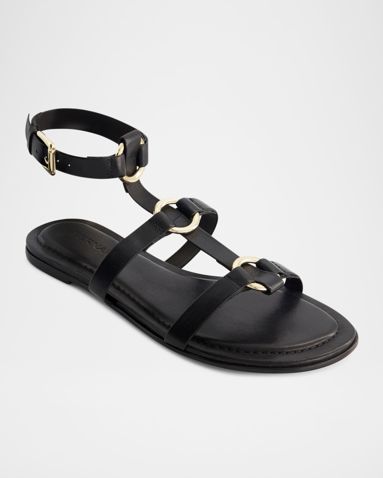 Hera Leather Flat Gladiator Sandals Product Image