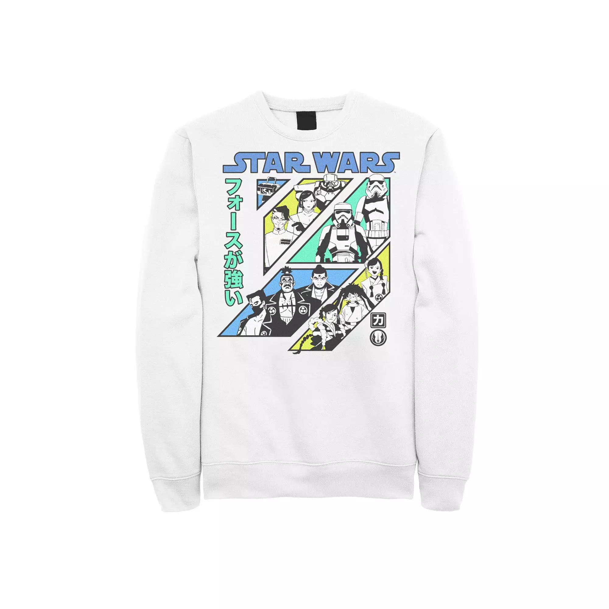Men's Star Wars Visions Kanji Slant Panels Graphic Fleece, Size: Large, White Product Image
