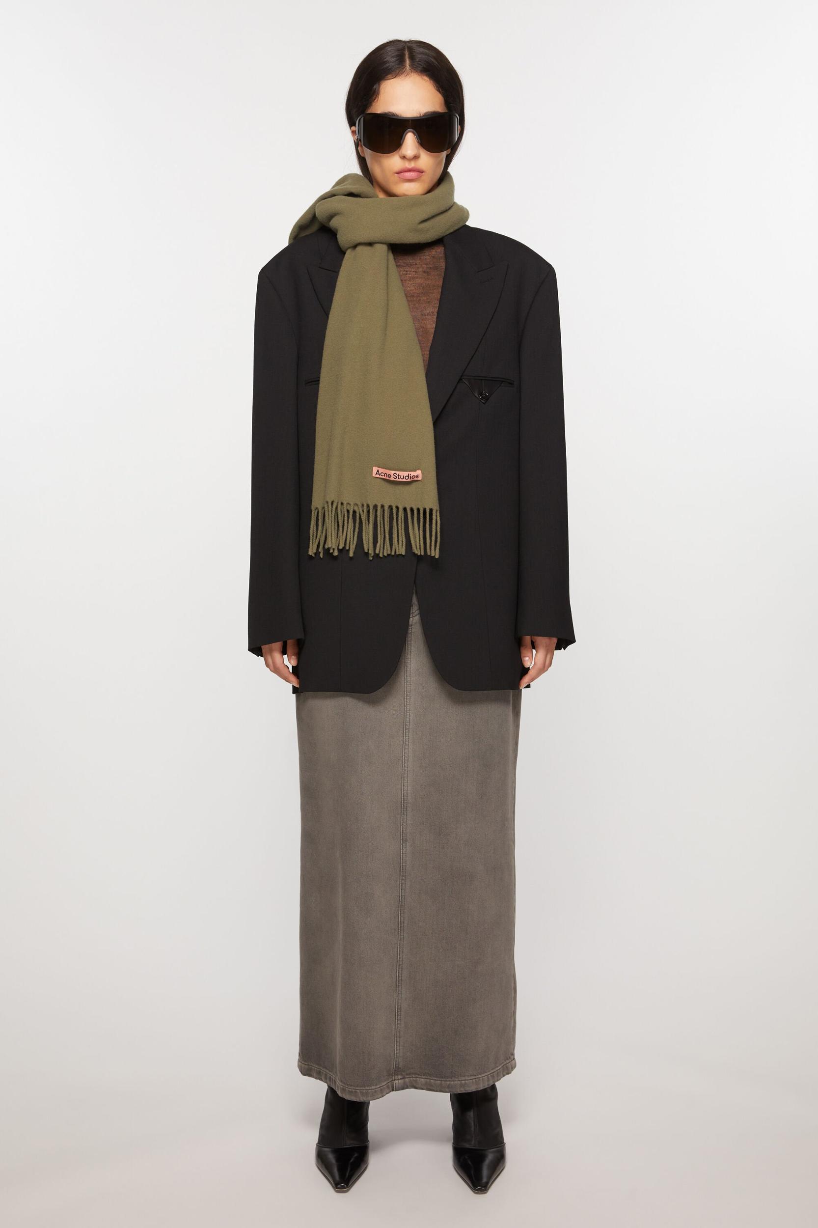 Fringe wool scarf - skinny Product Image
