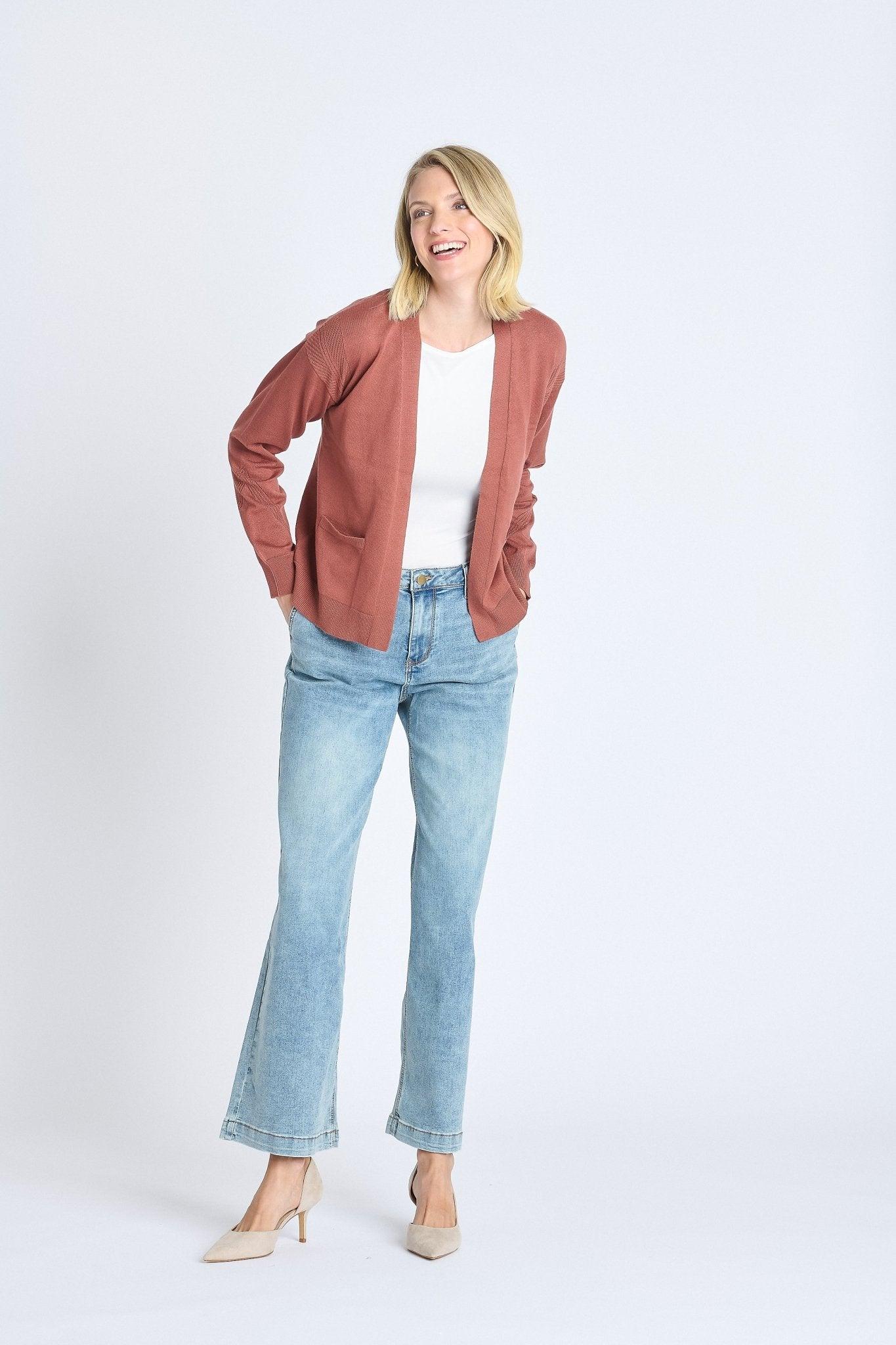 Ribbed Open Cardigan Sweater Product Image